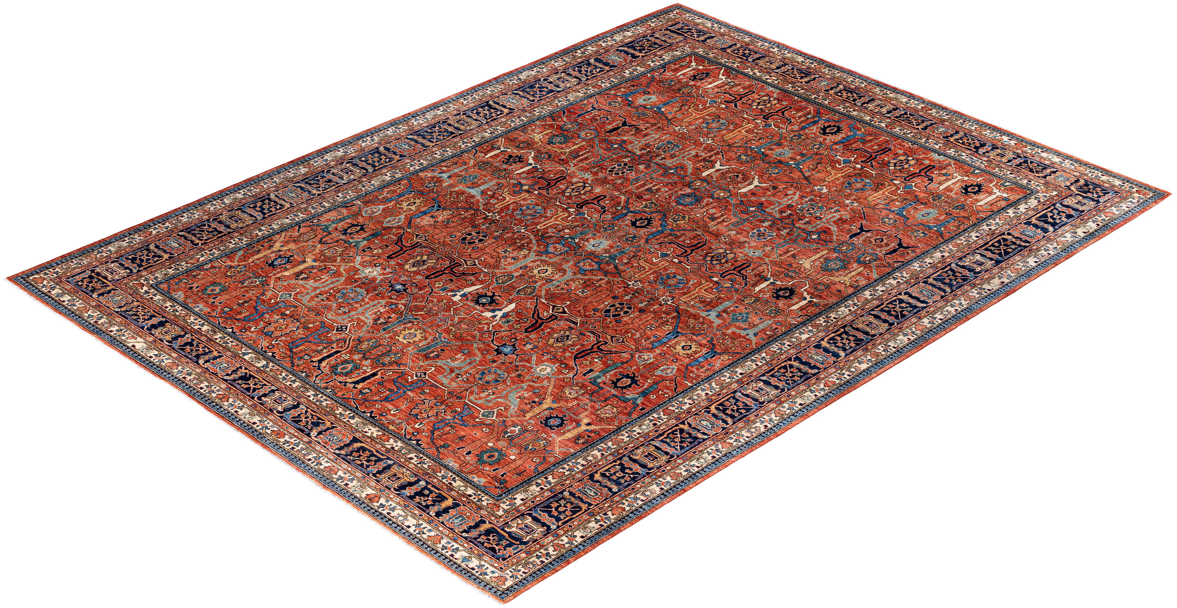 Serapi One-of-a-Kind Wool Orange Area Rug 10' 0