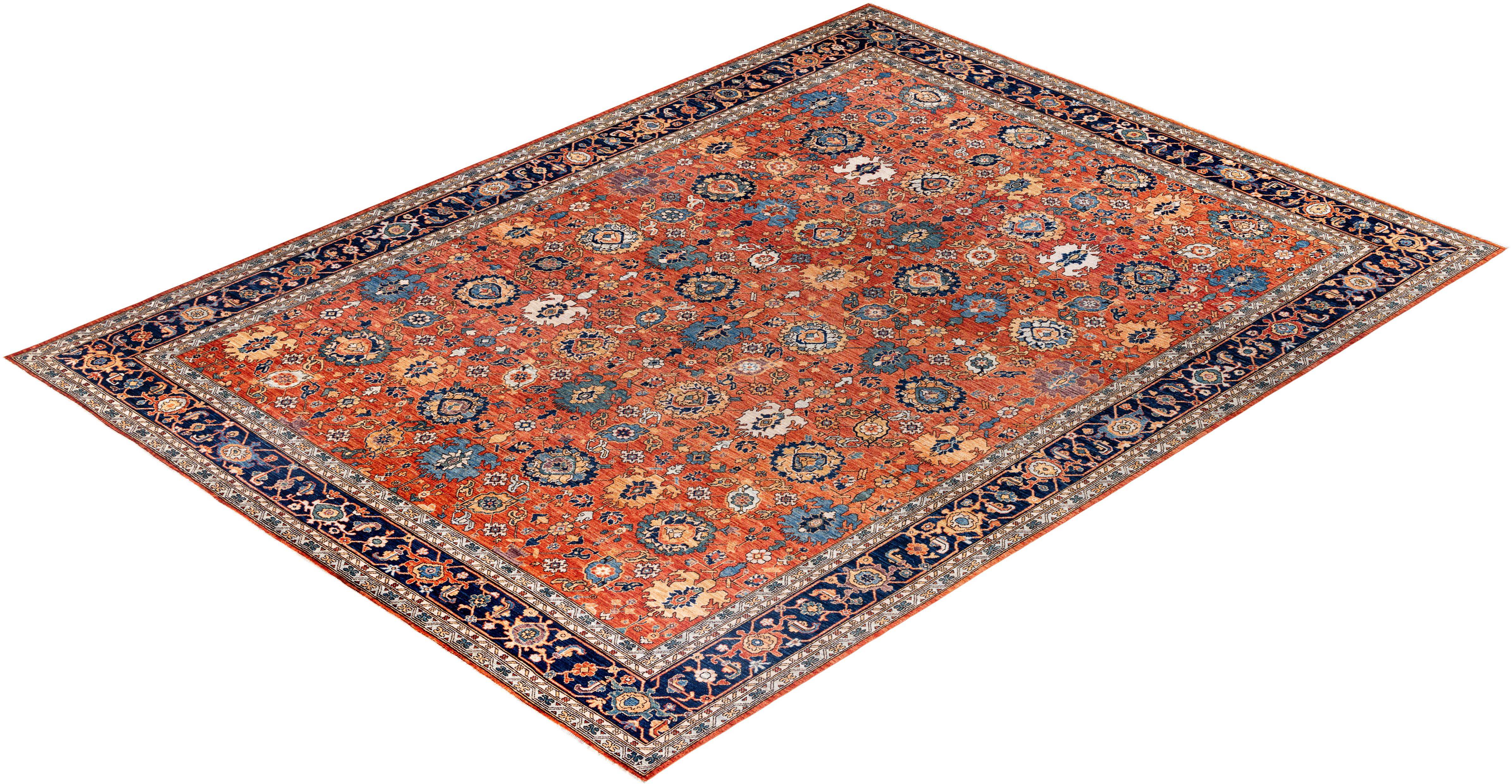 Serapi One-of-a-Kind Wool Orange Area Rug 10' 1