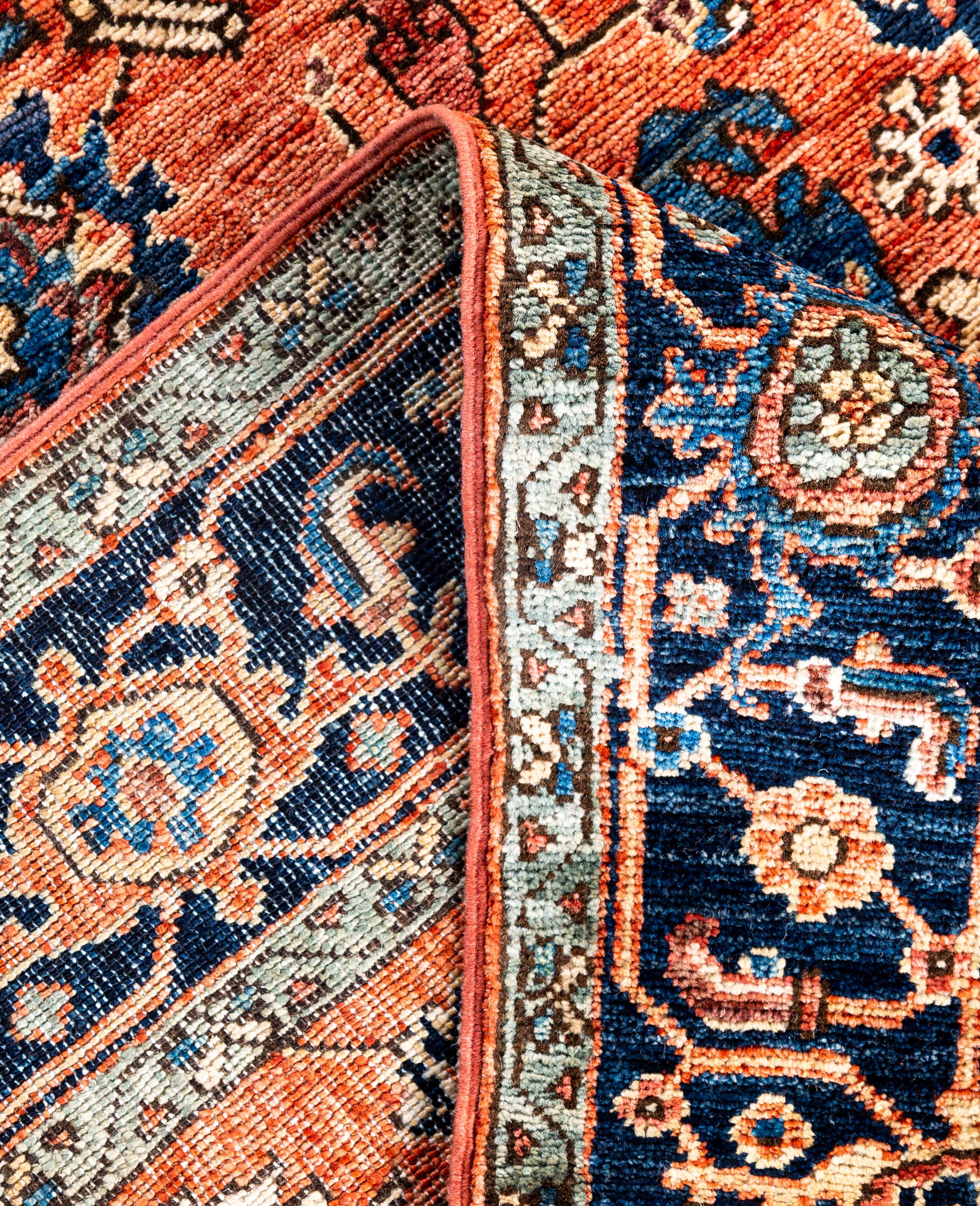 XXIe siècle et contemporain Serapi Tapis unique en laine orange 4' 3