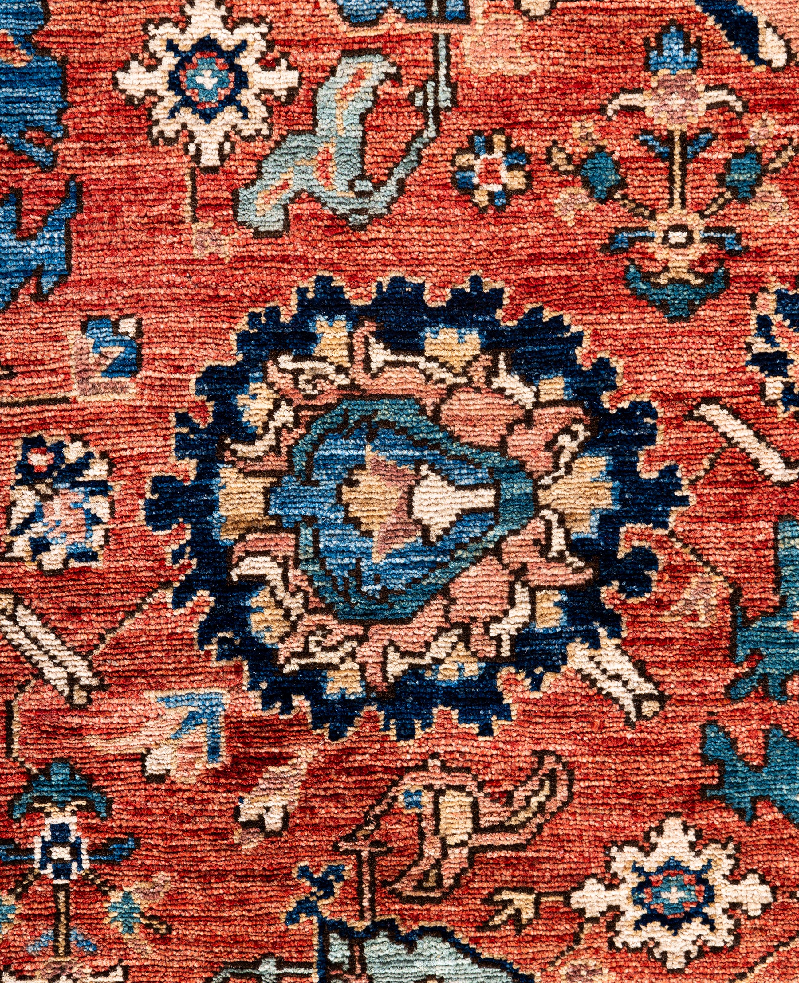 Pakistani Serapi One-of-a-Kind Wool Orange Area Rug 8' 0