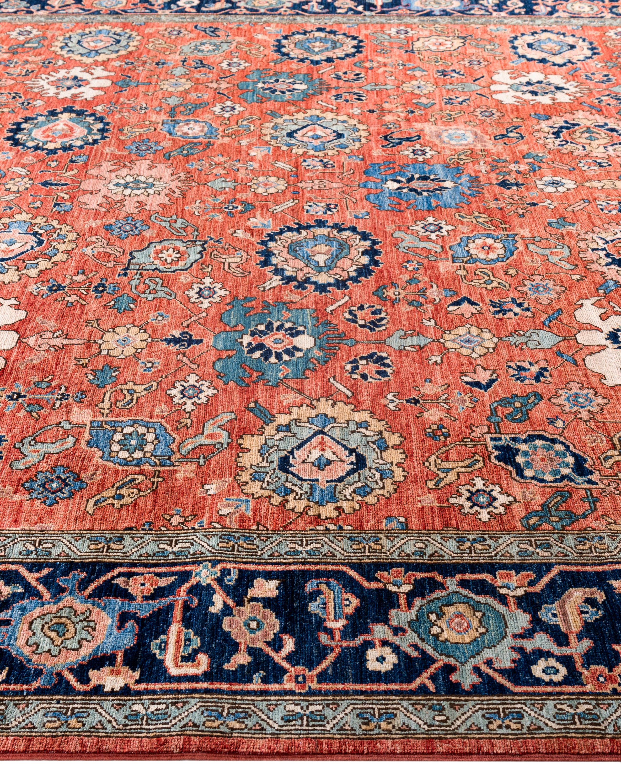Hand-Knotted Serapi One-of-a-Kind Wool Orange Area Rug 8' 0