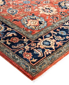 Alfombra de lana naranja única Serapi 8' 0" x 9' 10"