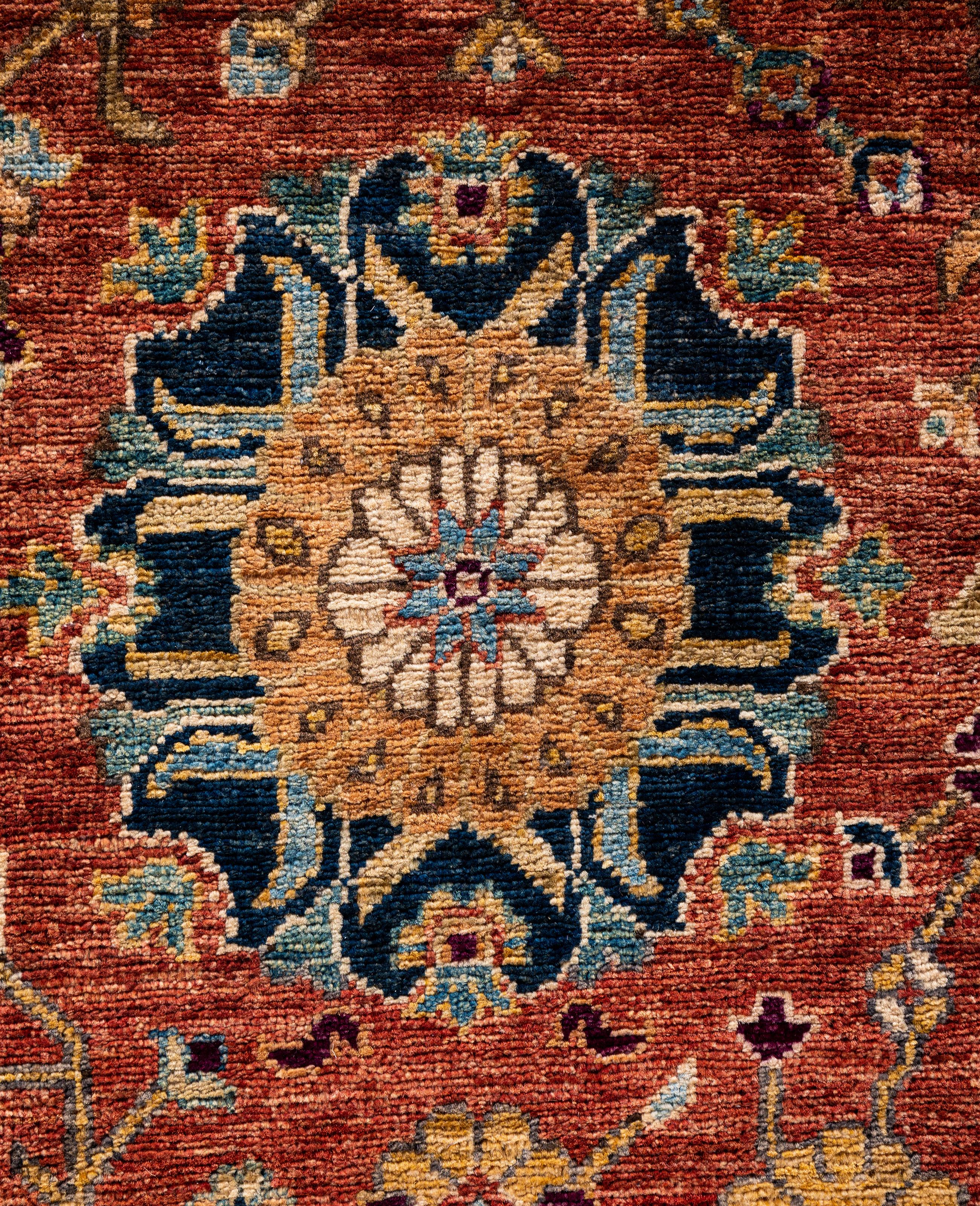 Pakistani Serapi One-of-a-Kind Wool Orange Area Rug 8' 1