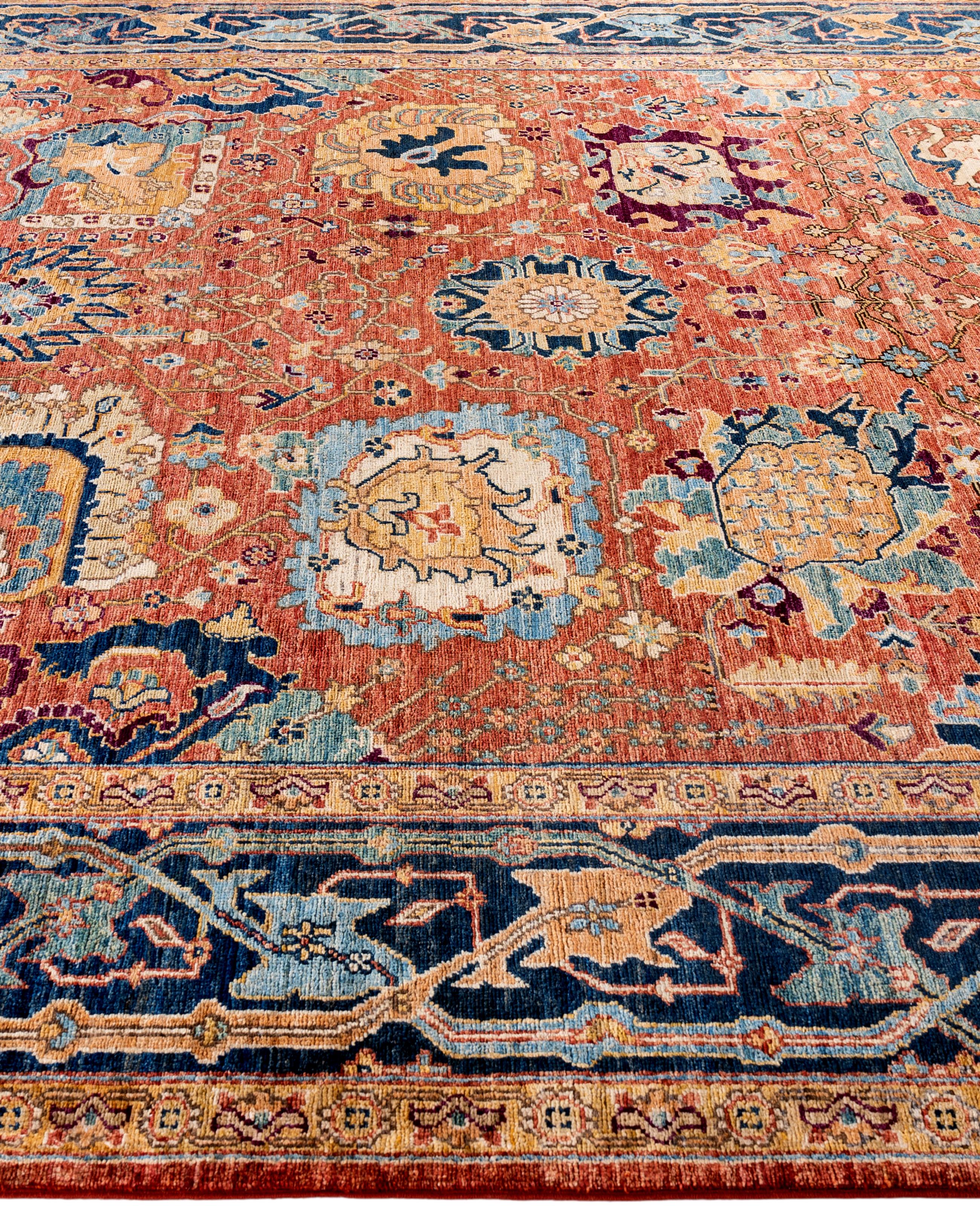 Hand-Knotted Serapi One-of-a-Kind Wool Orange Area Rug 8' 1
