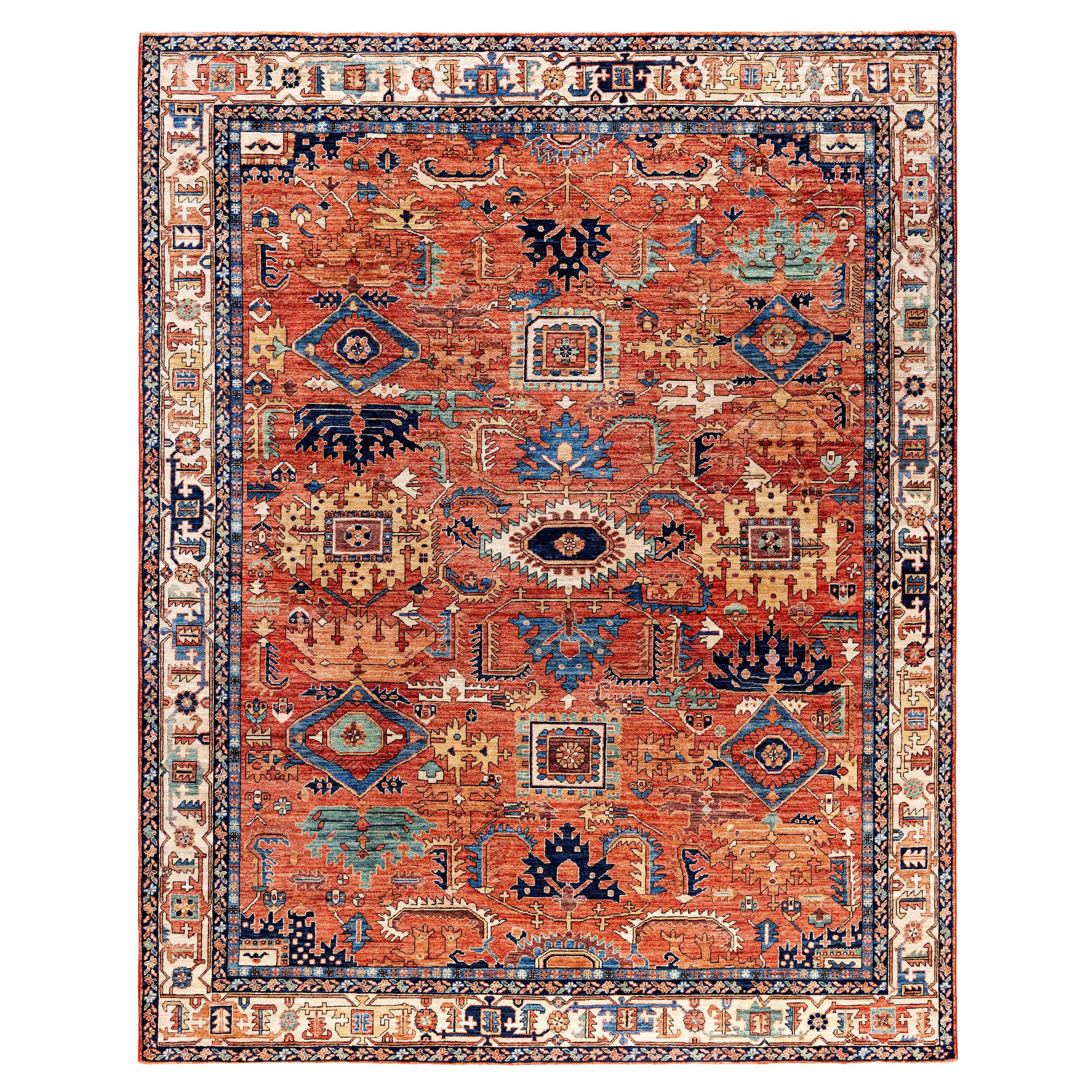 Serapi Tapis unique en laine orange 8' 1" x 10' 3"