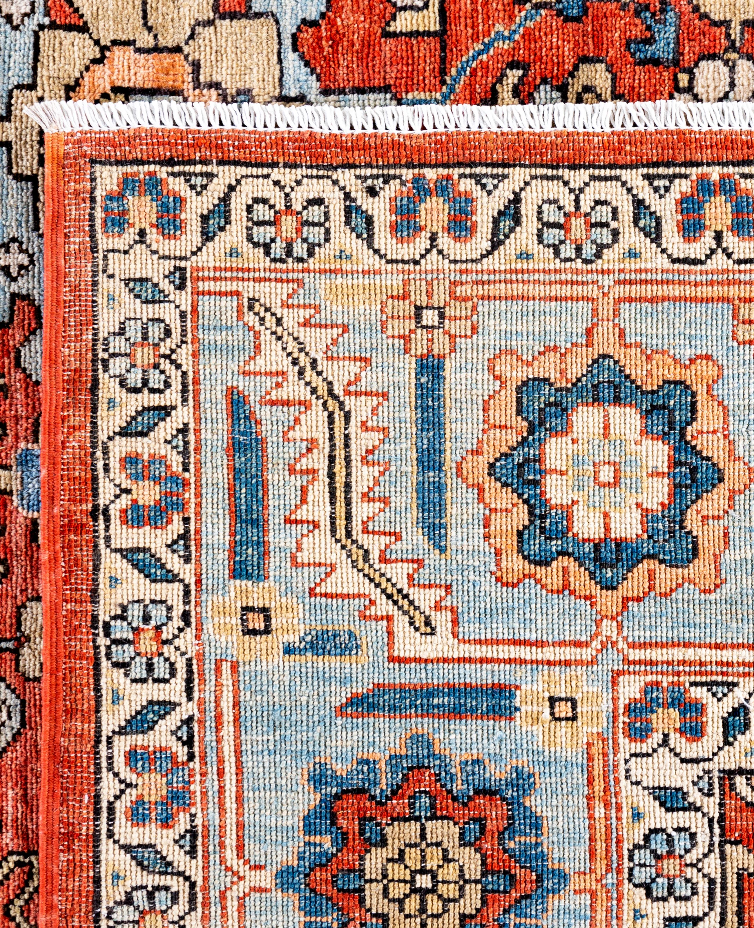 Hand-Knotted Serapi One-of-a-Kind Wool Orange Area Rug 8' 3