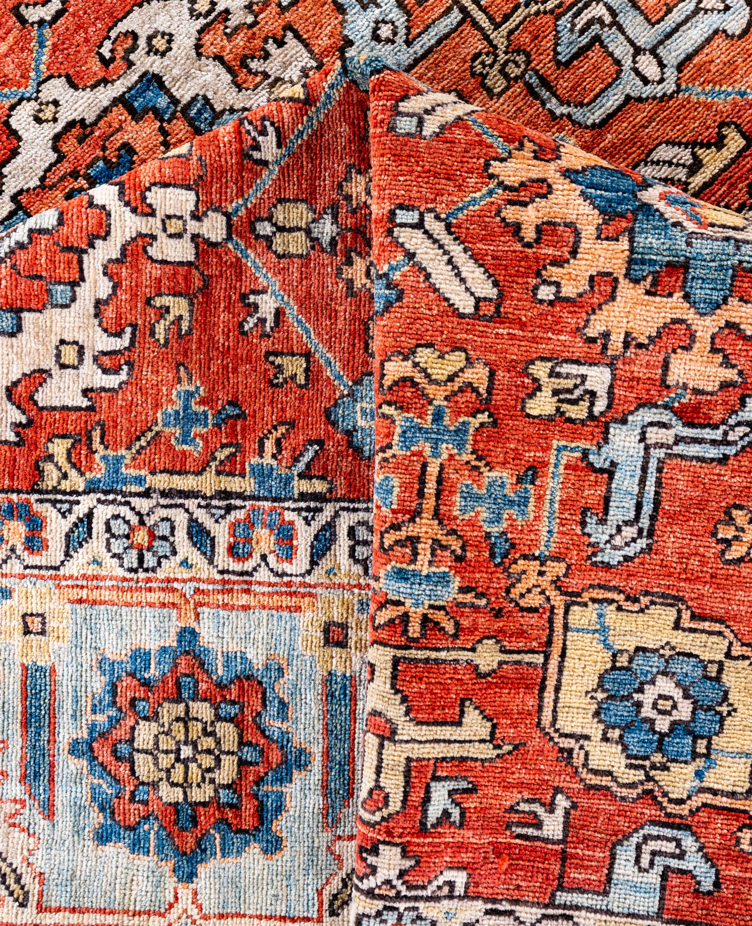 Contemporary Serapi One-of-a-Kind Wool Orange Area Rug 8' 3