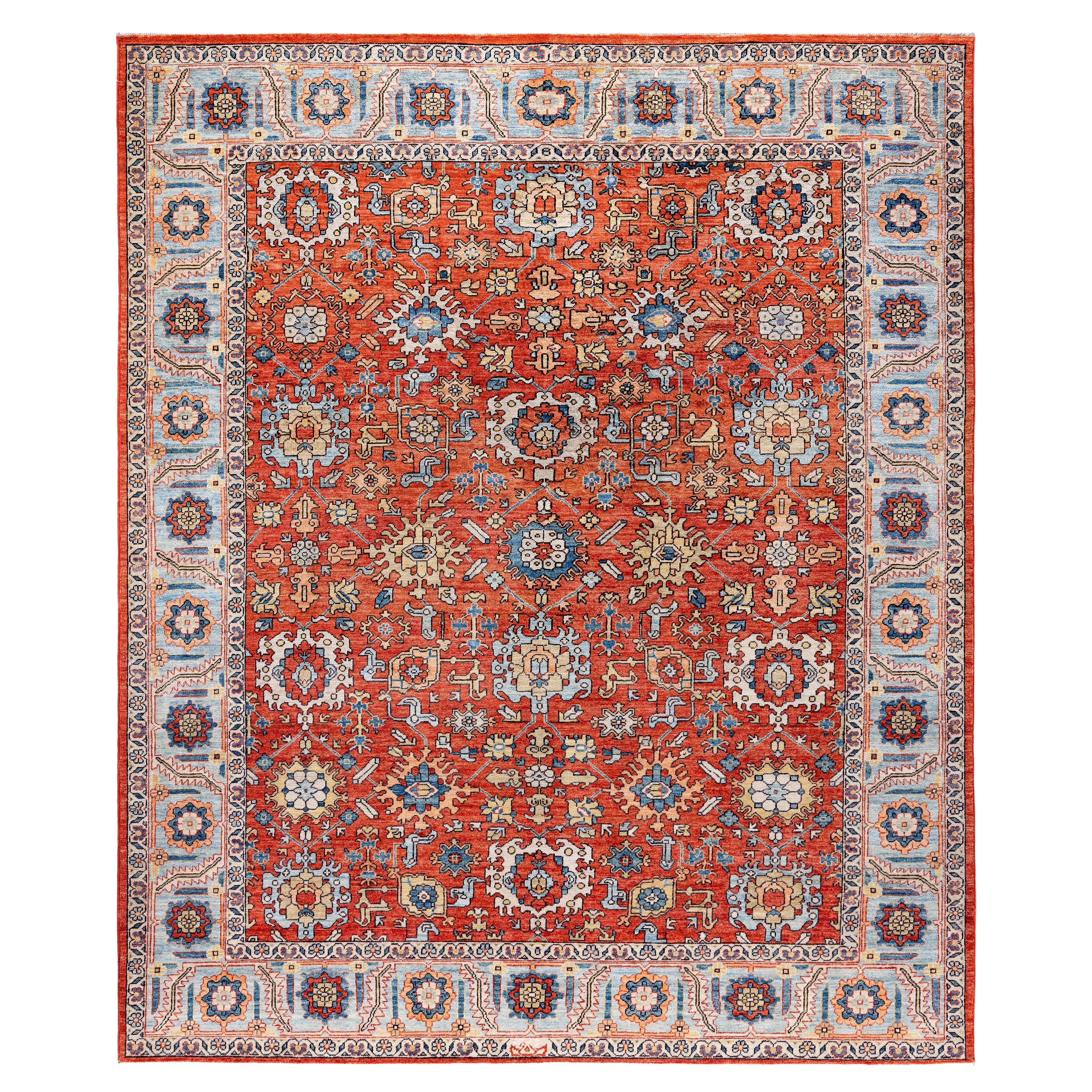 Serapi One-of-a-Kind Wool Orange Area Rug 8' 3" x 10' 0" For Sale