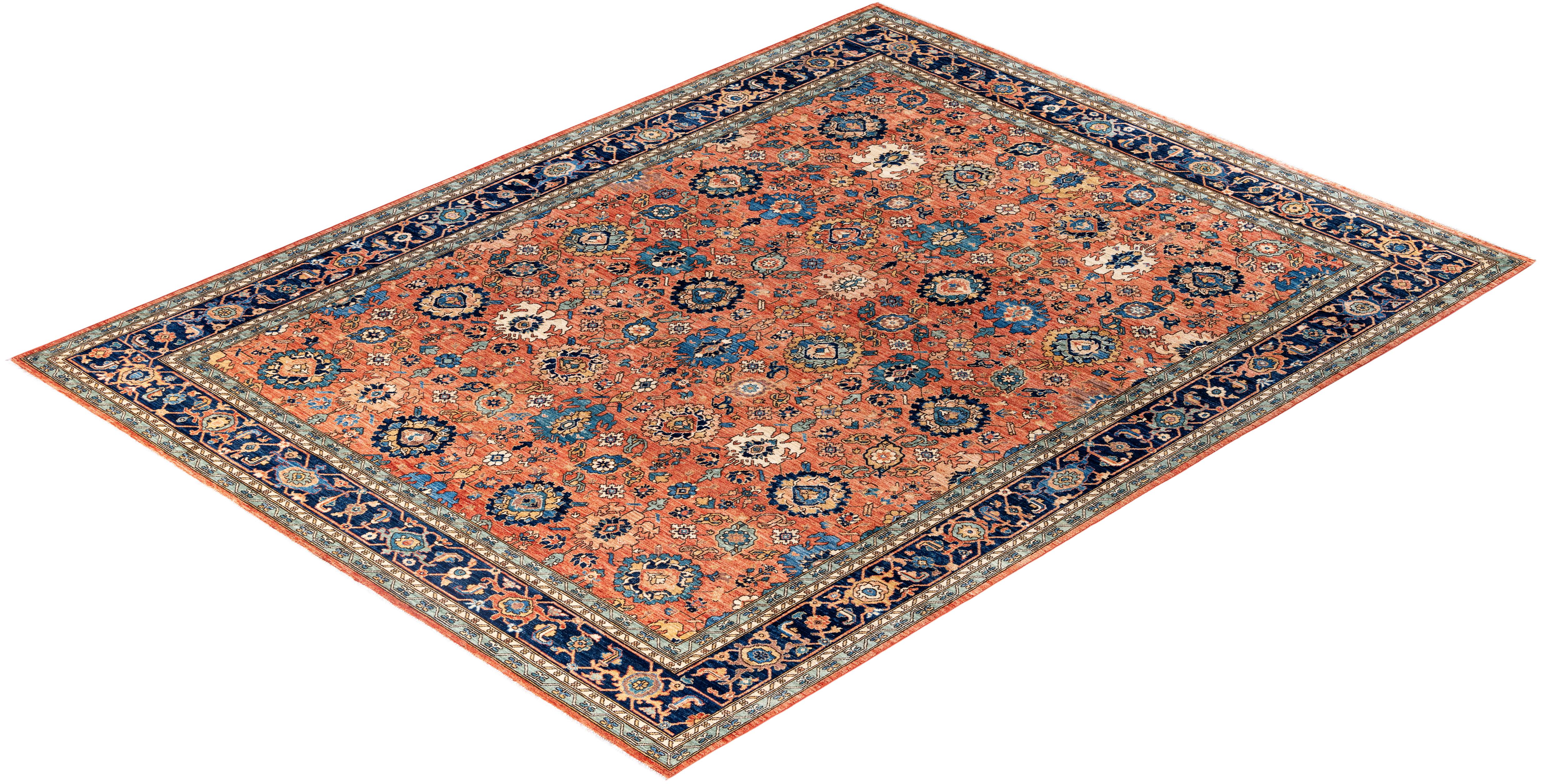 Serapi One-of-a-Kind Wool Orange Area Rug 9' 0