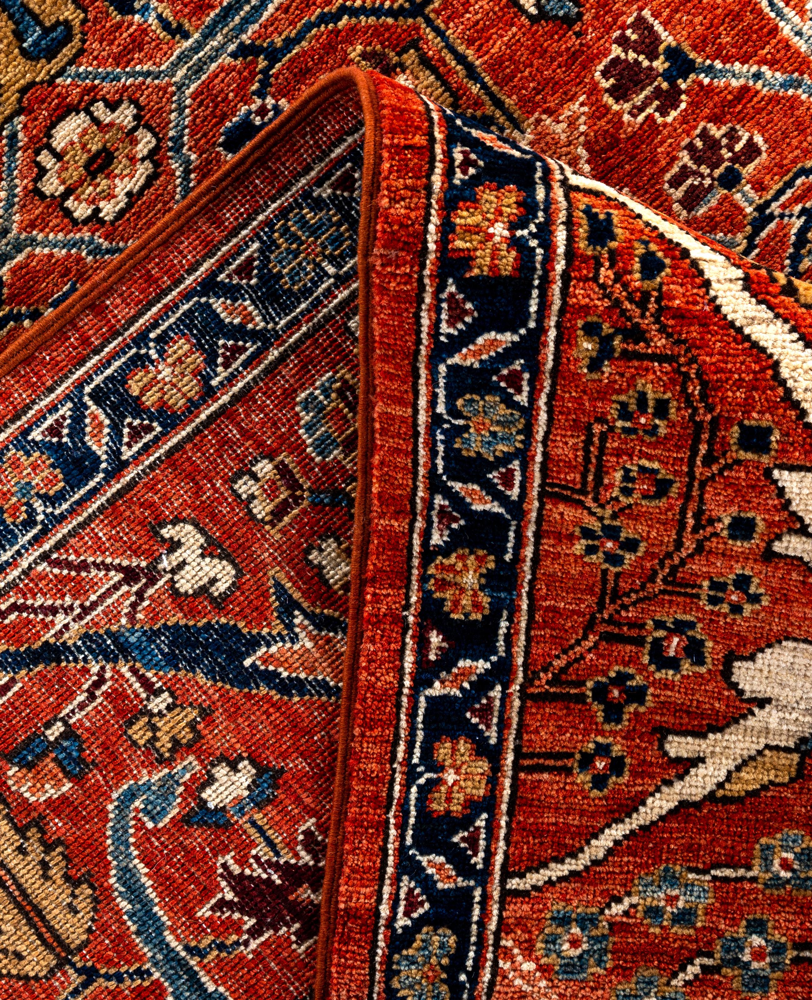 Contemporary Serapi One-of-a-Kind Wool Orange Area Rug 9' 10