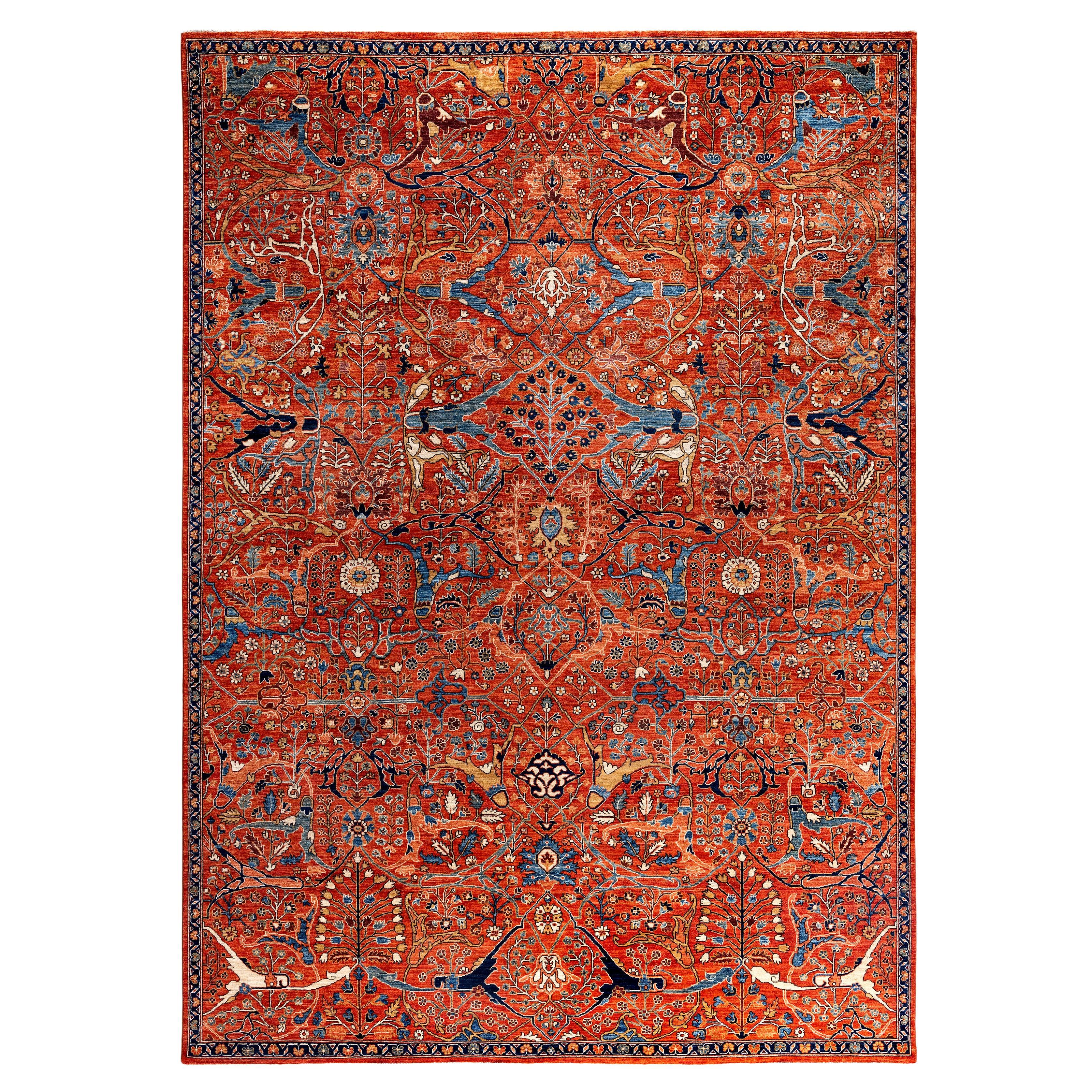 Serapi One-of-a-Kind Wool Orange Area Rug 9' 10" x 13' 10"