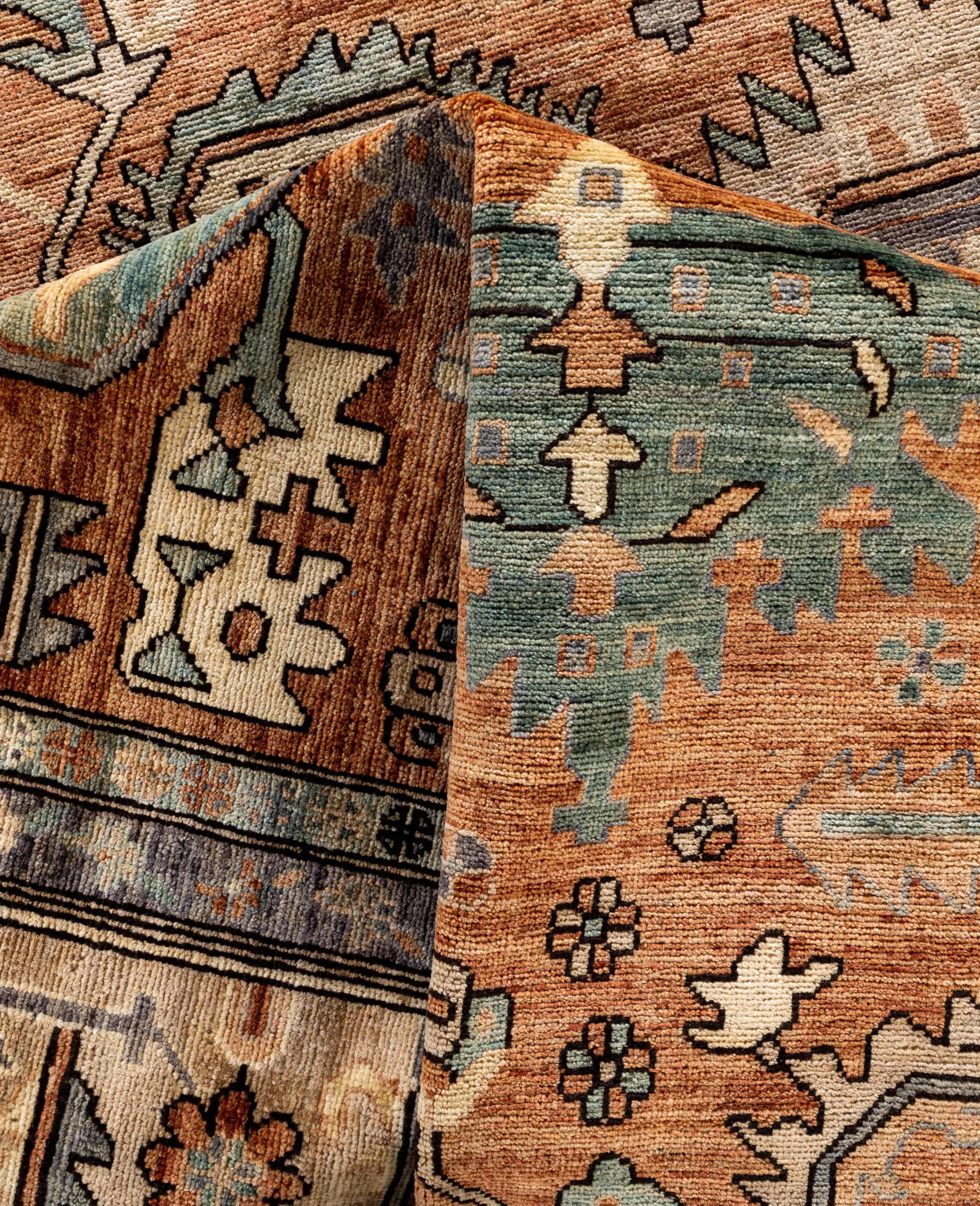 Serapi One-of-a-Kind Wool Orange Area Rug 9' 11
