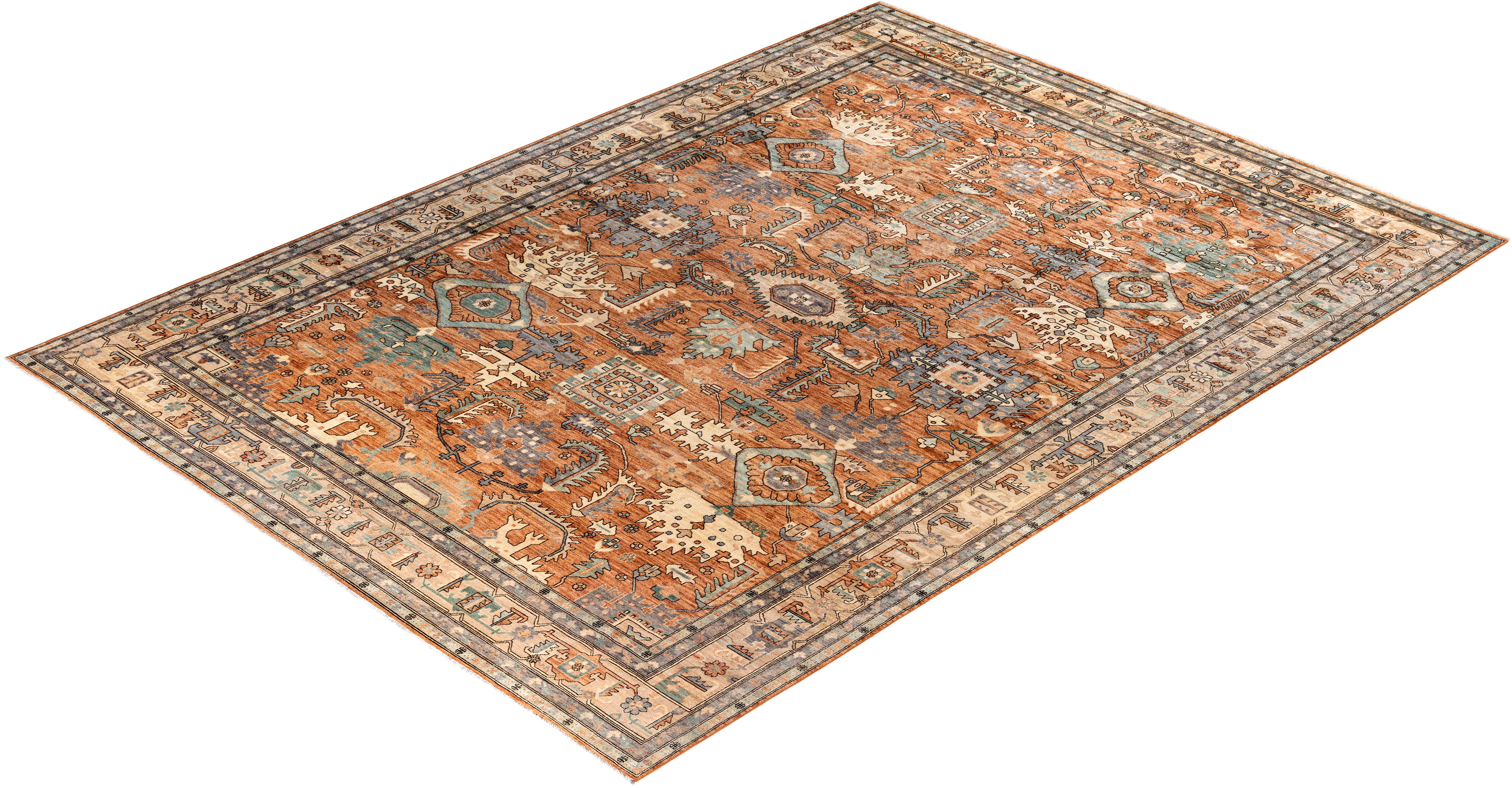 Serapi One-of-a-Kind Wool Orange Area Rug 9' 11