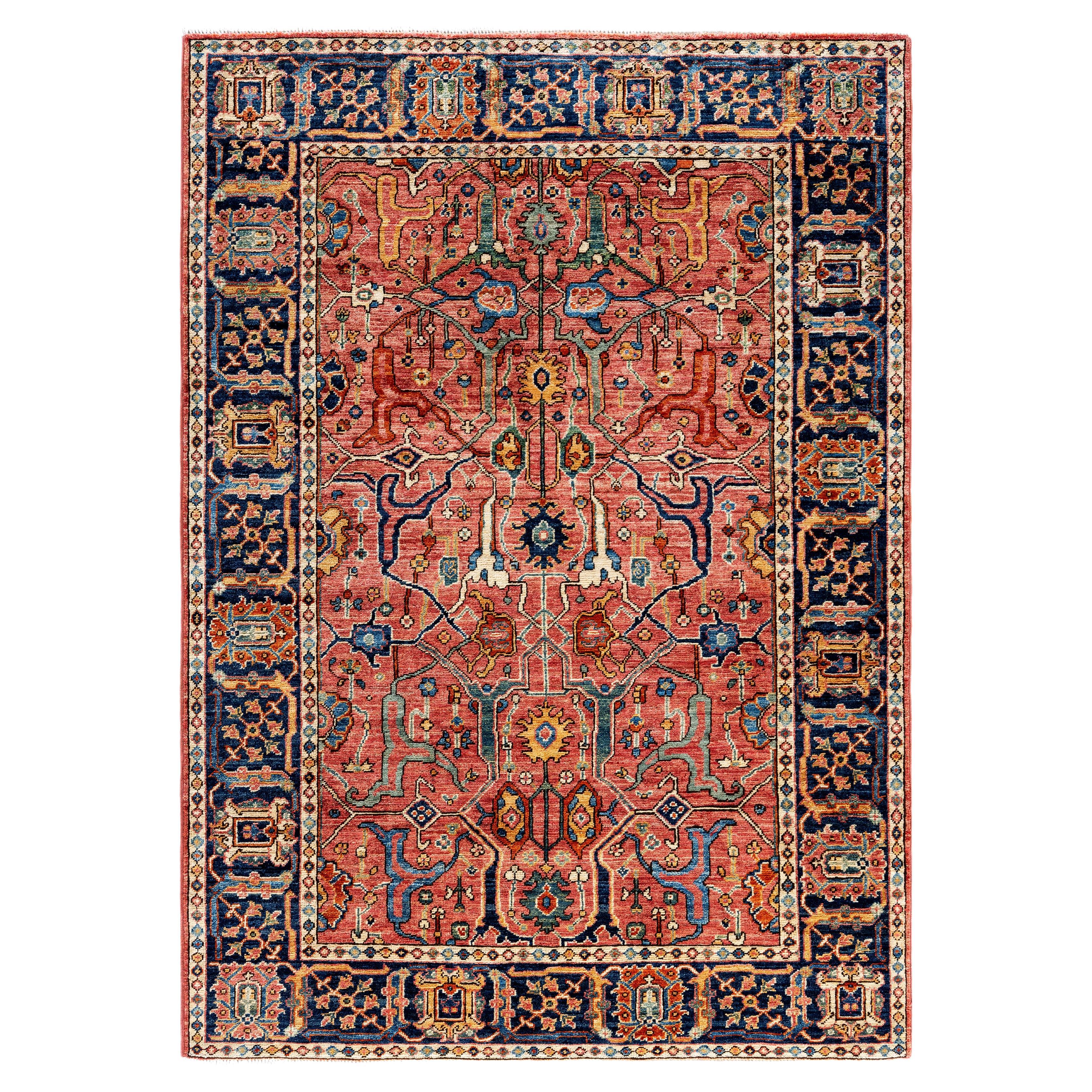 Tappeto Serapi in lana rosa unico nel suo genere 4' 2" x 5' 10"