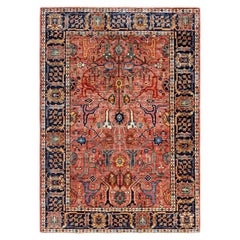 Tappeto Serapi in lana rosa unico nel suo genere 4' 2" x 5' 10"