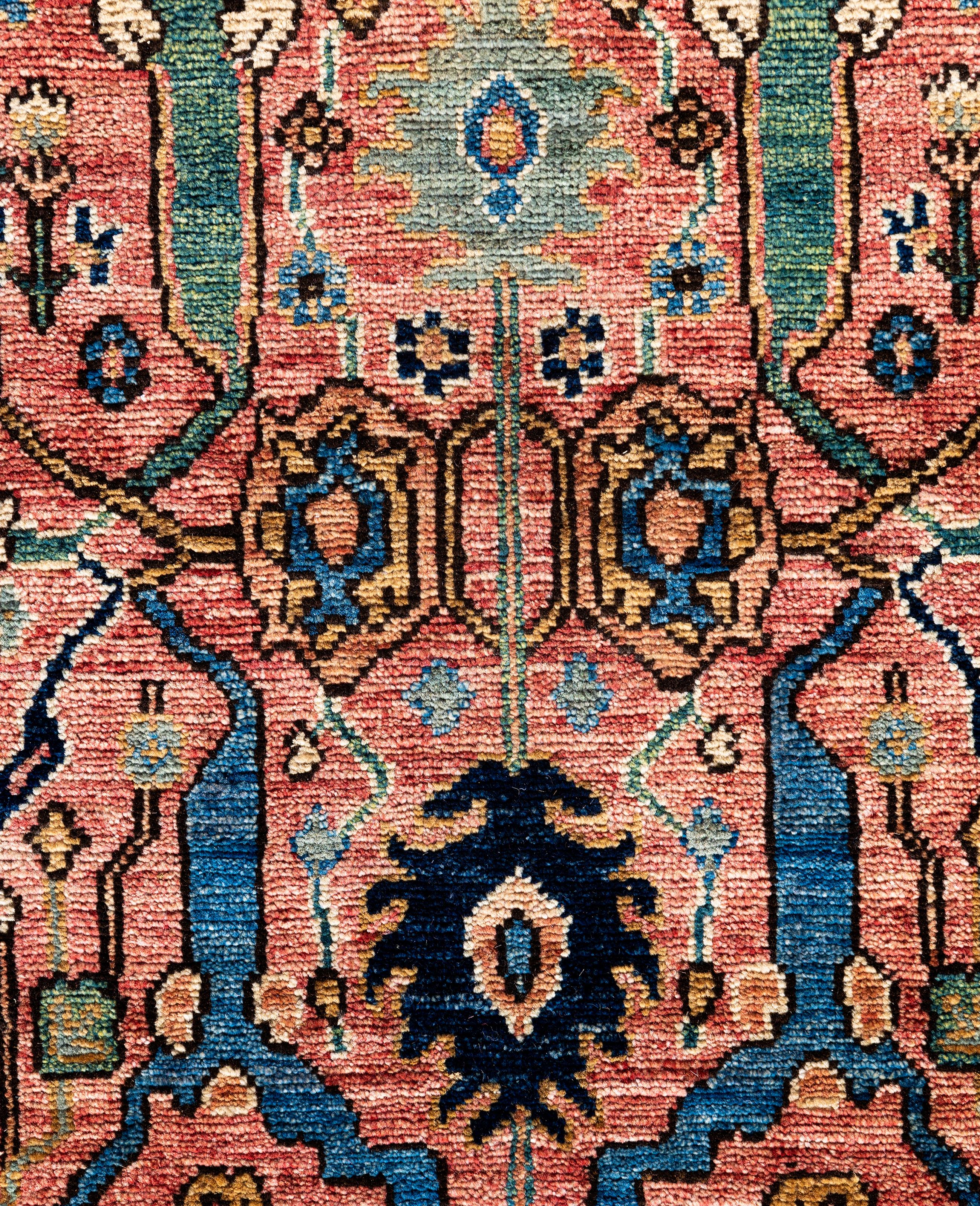 Pakistanais Serapi Tapis de zone unique en laine rose 8' 11