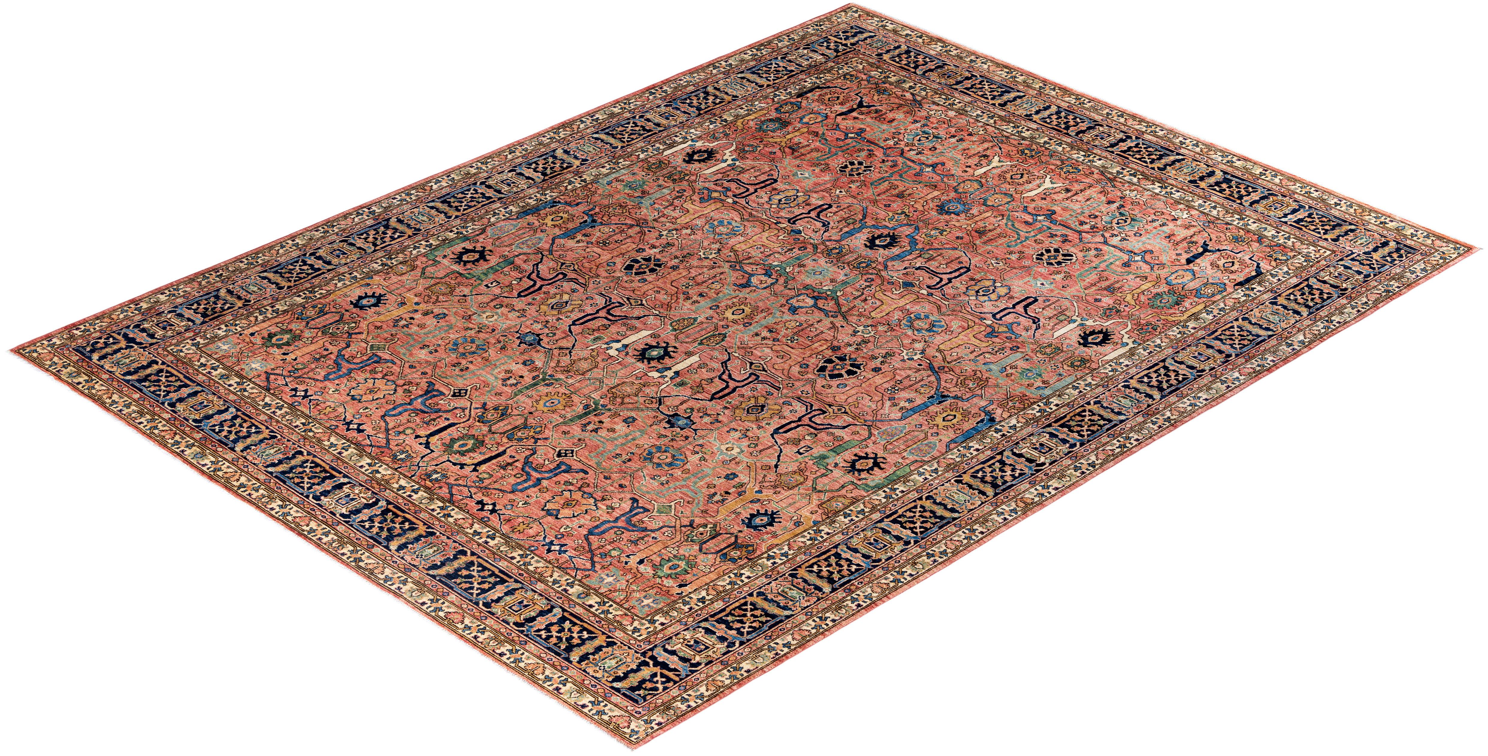 Serapi Tapis de zone unique en laine rose 8' 11