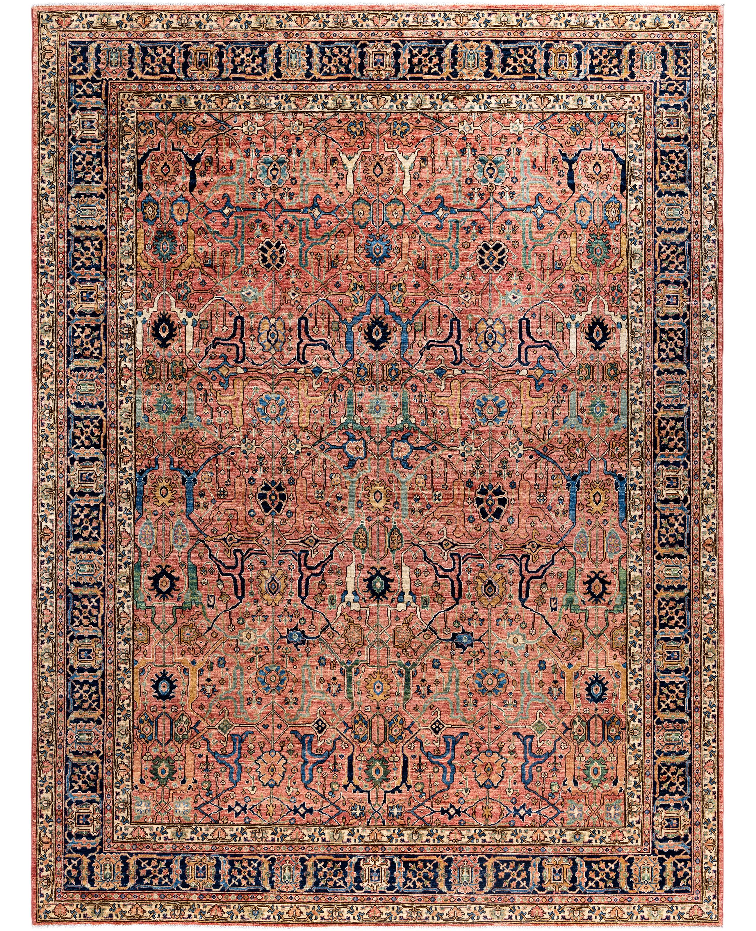Serapi Tapis de zone unique en laine rose 8' 11" x 12' 0"