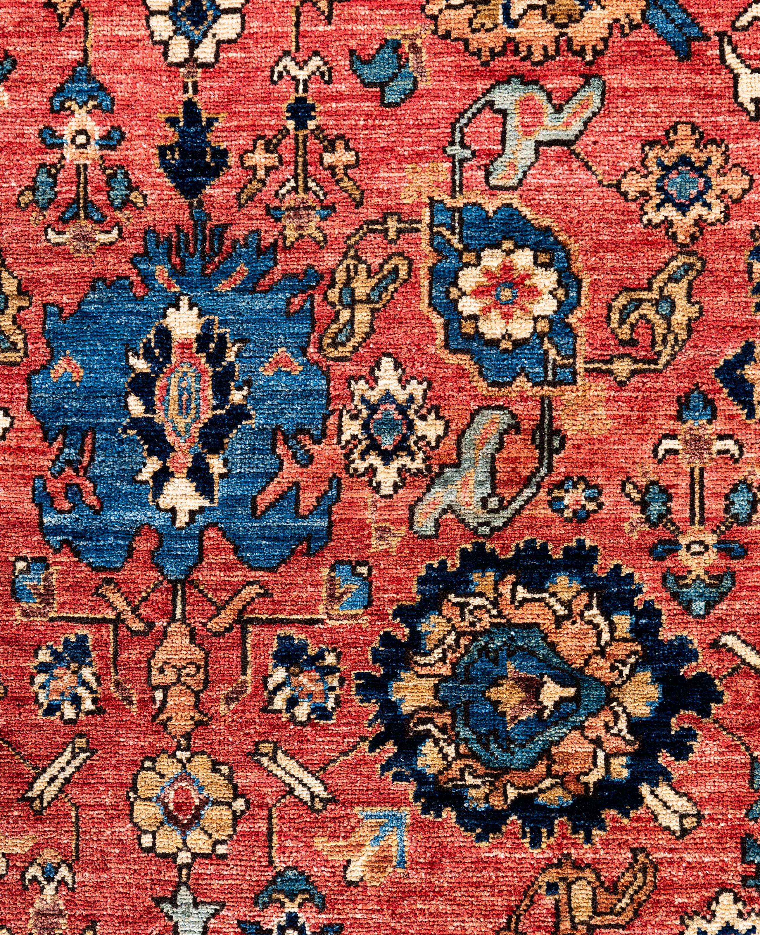 Pakistanais Serapi Tapis de sol unique en laine rose 8' 2