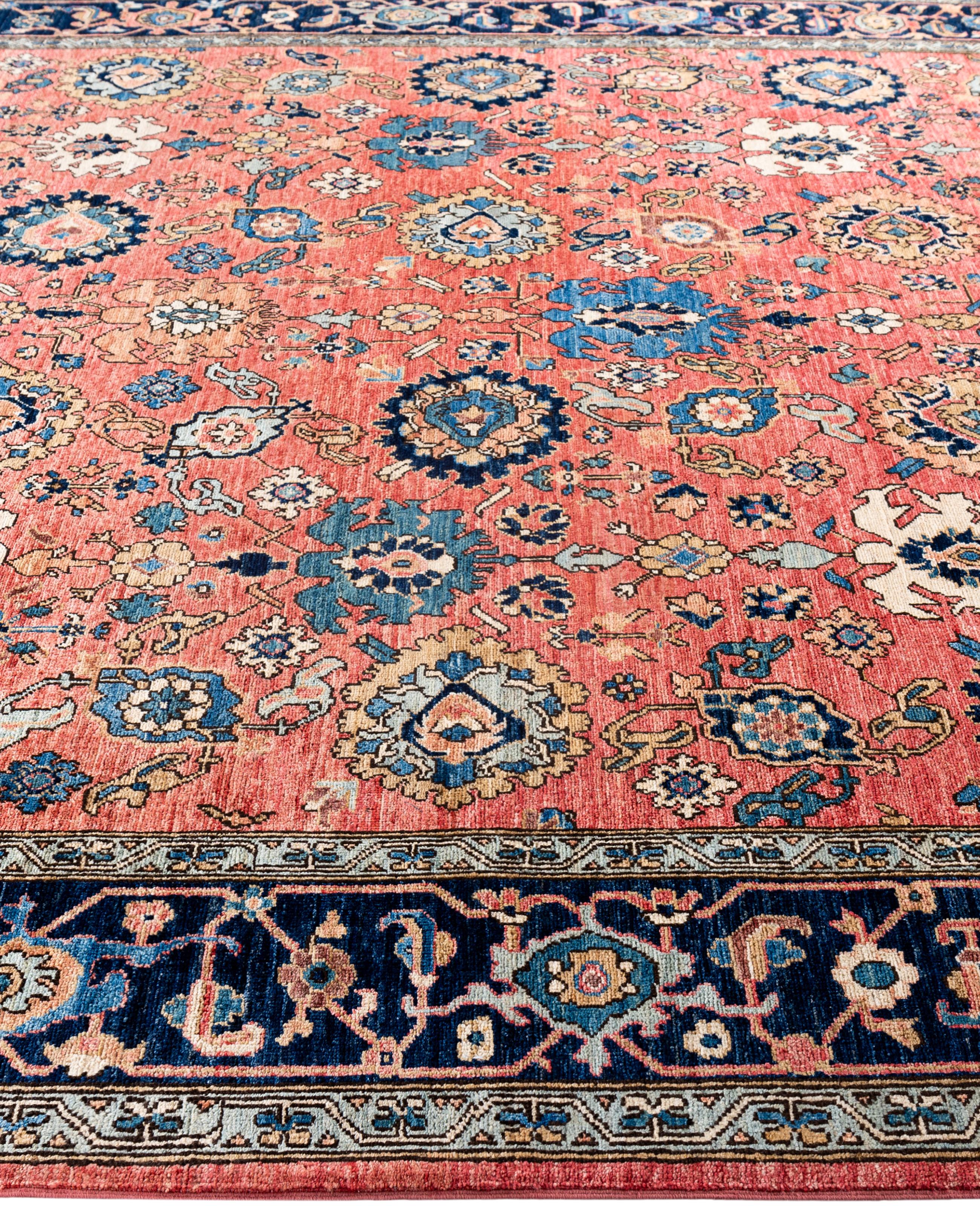 Noué à la main Serapi Tapis de sol unique en laine rose 8' 2