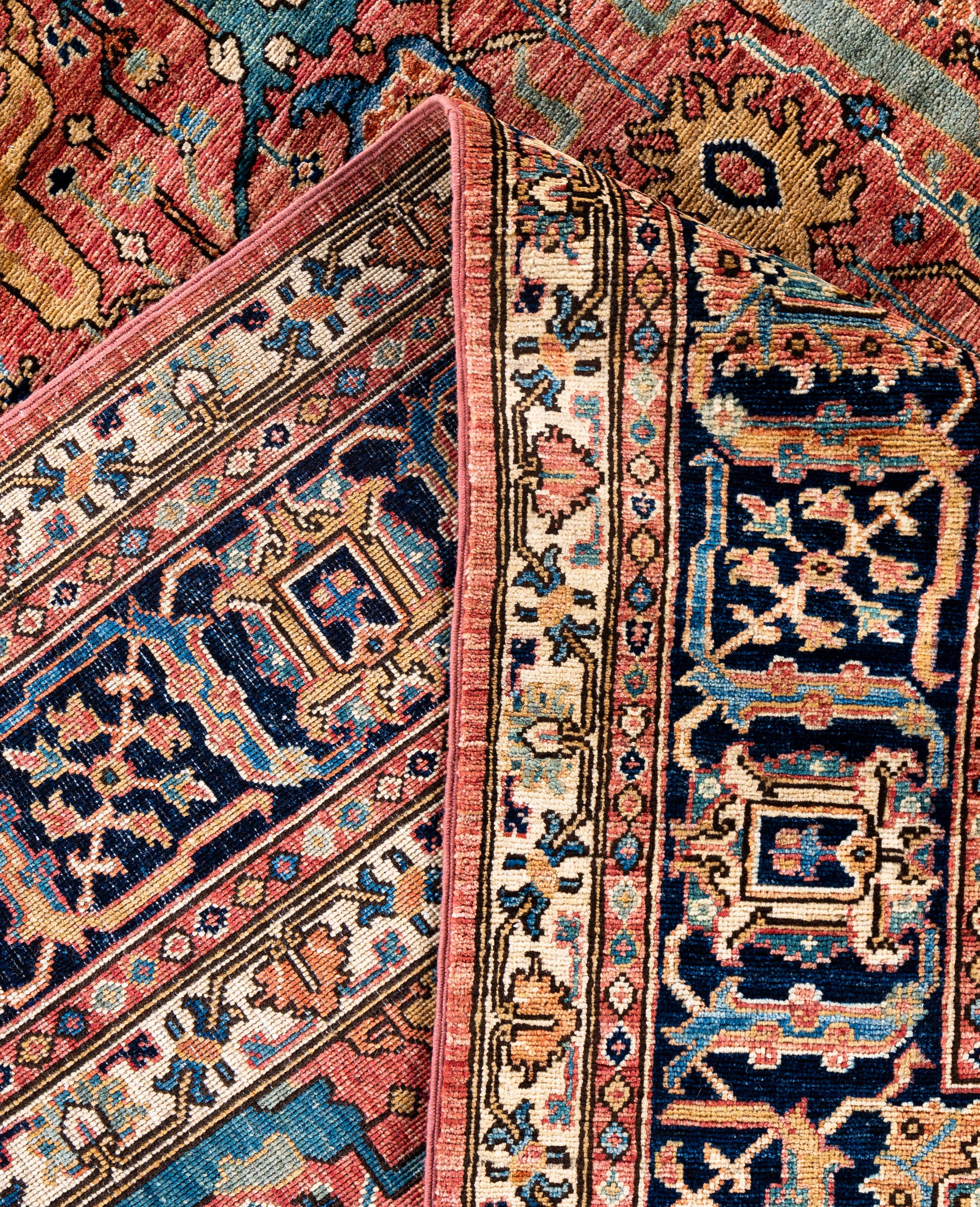 XXIe siècle et contemporain Serapi Tapis de zone unique en laine rose 9' 0