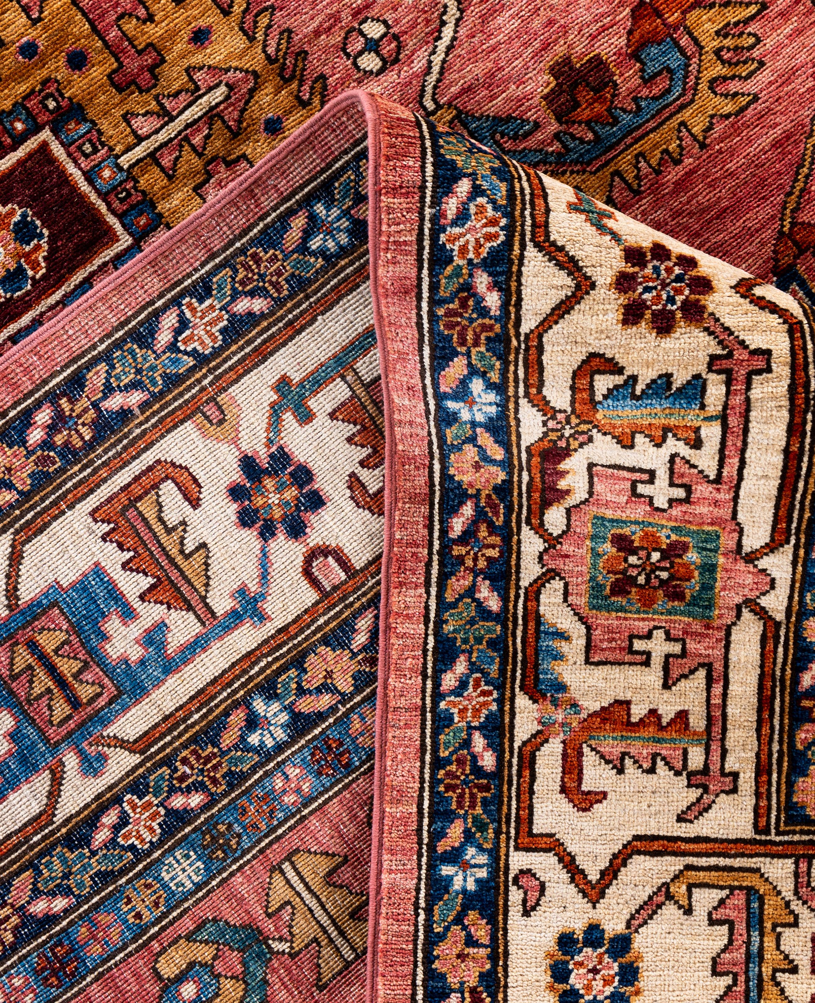 Serapi Tapis de zone unique en laine rose 9' 1