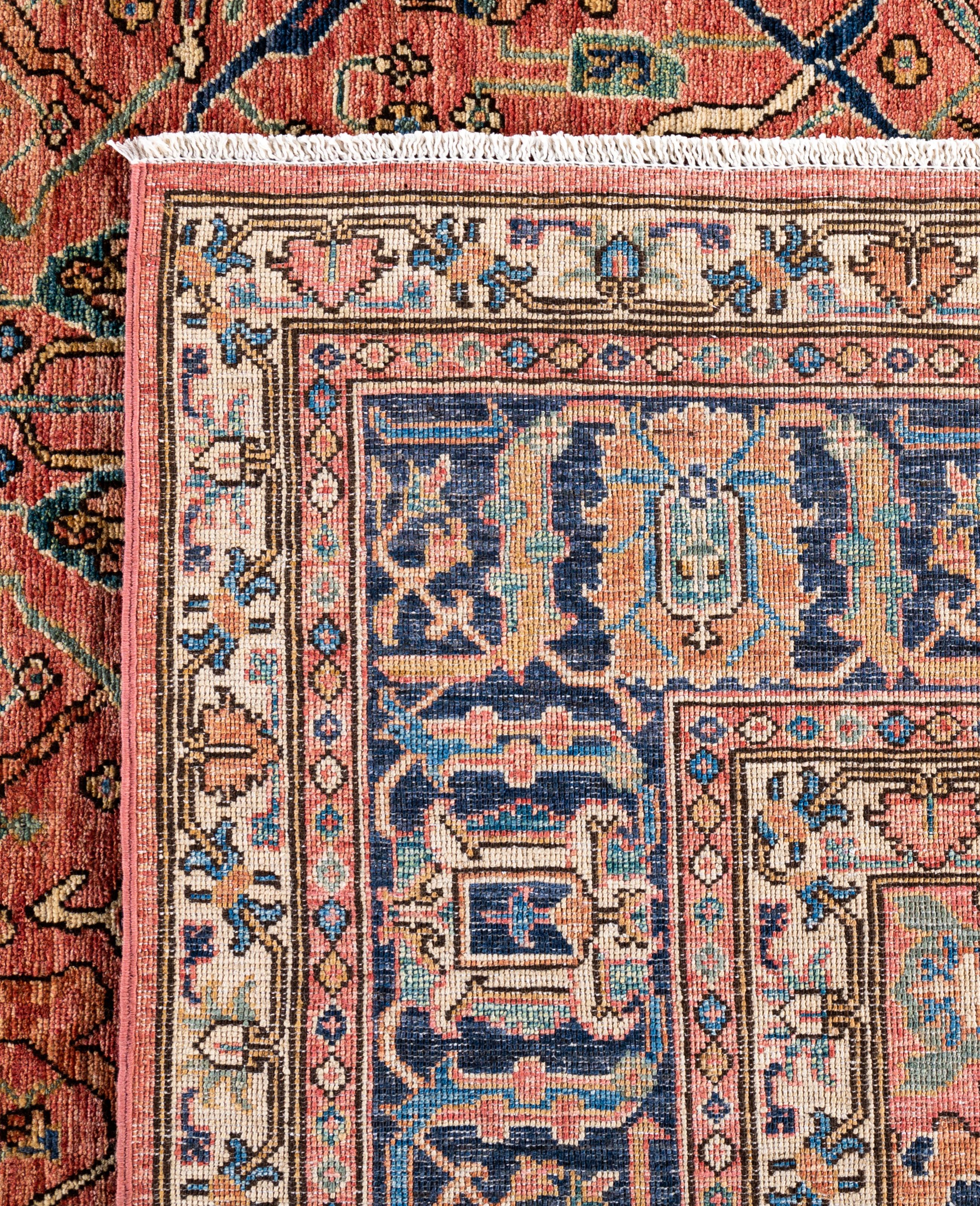 Serapi Tapis unique en laine rose 9' 1
