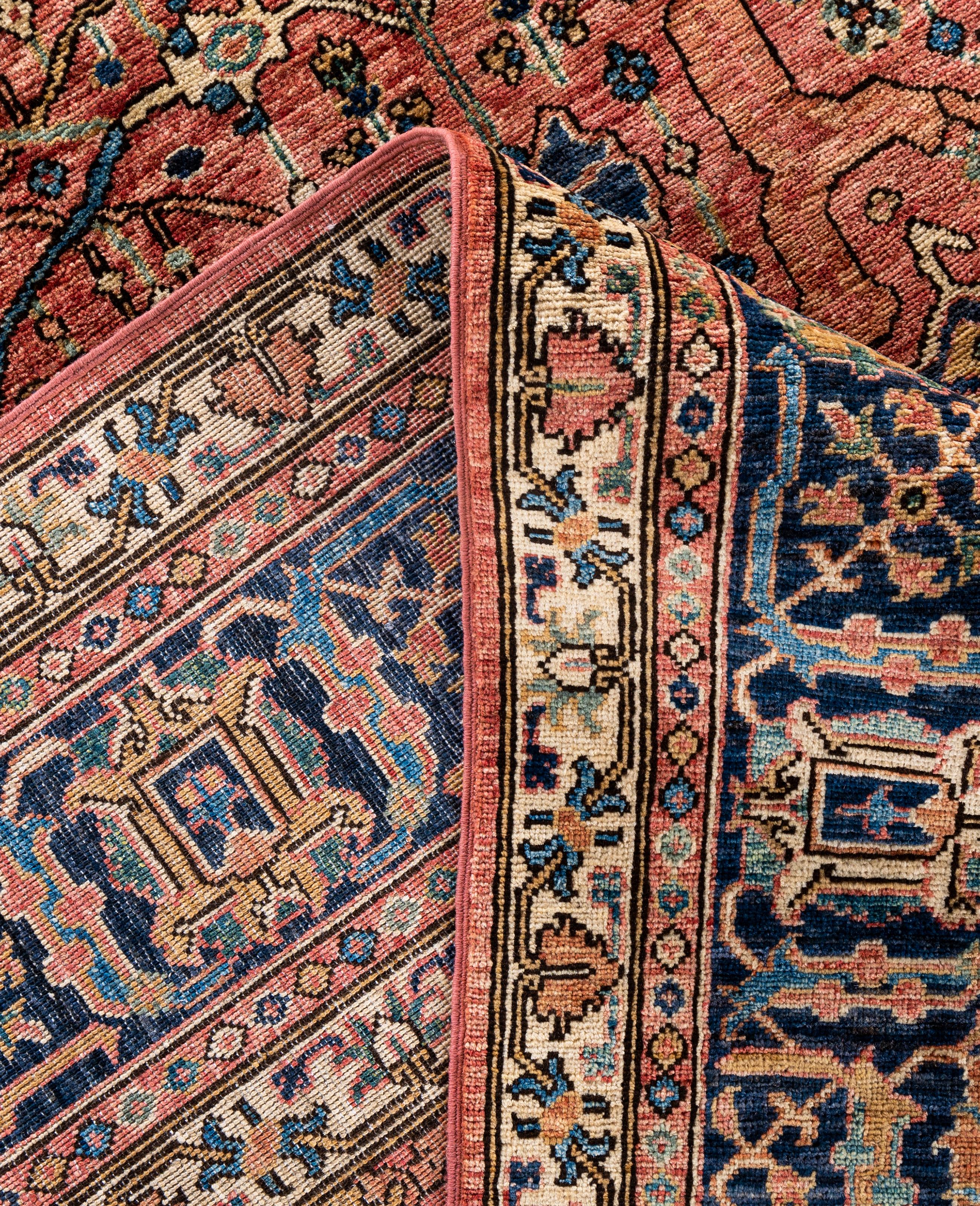 XXIe siècle et contemporain Serapi Tapis unique en laine rose 9' 1