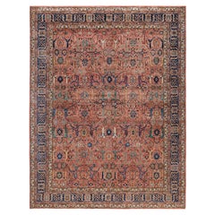 Serapi Tapis unique en laine rose 9' 1" x 11' 11"