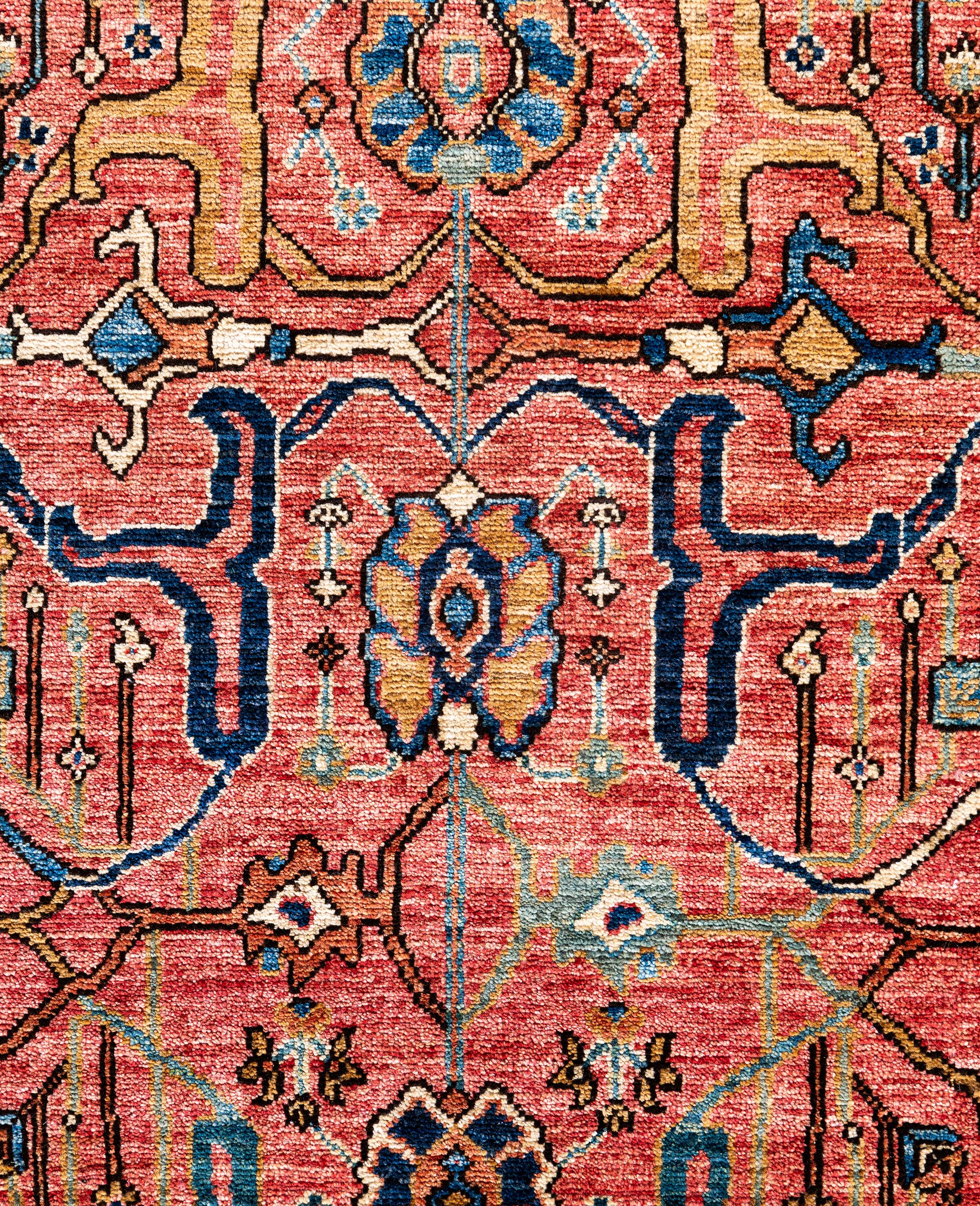 Pakistanais Serapi Tapis unique en laine rose 9' 2