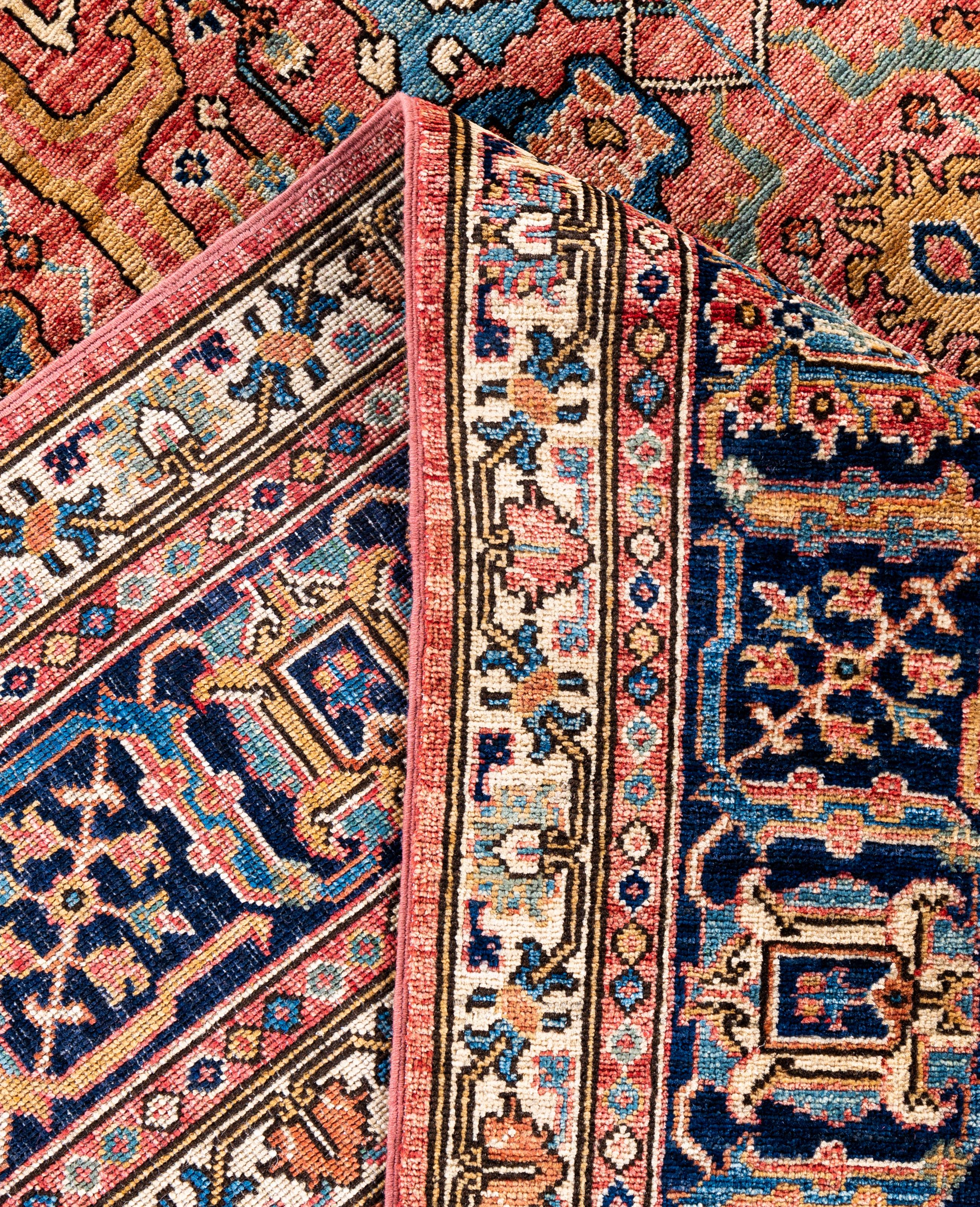 XXIe siècle et contemporain Serapi Tapis unique en laine rose 9' 2