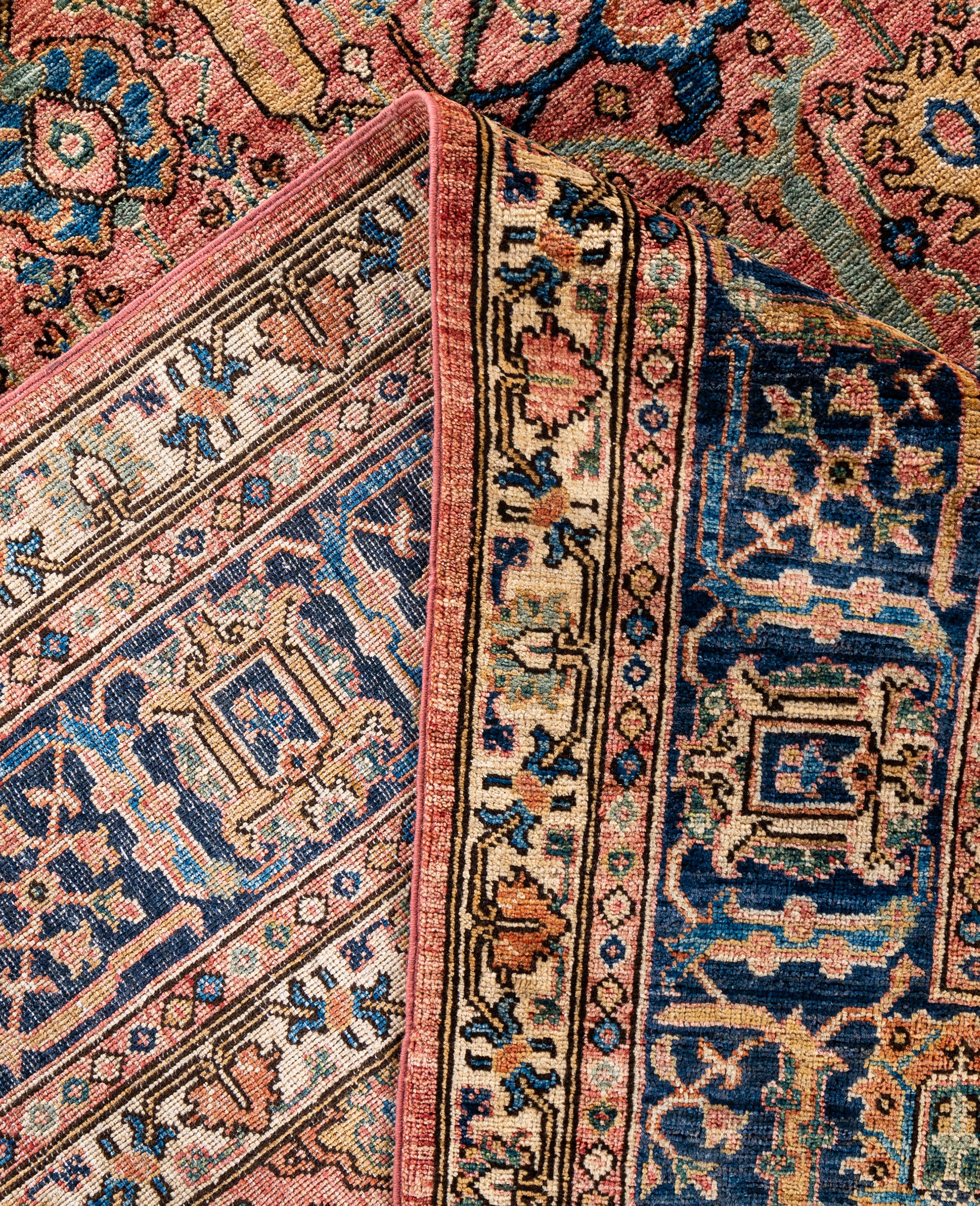 XXIe siècle et contemporain Serapi Tapis unique en laine rose 9' 2