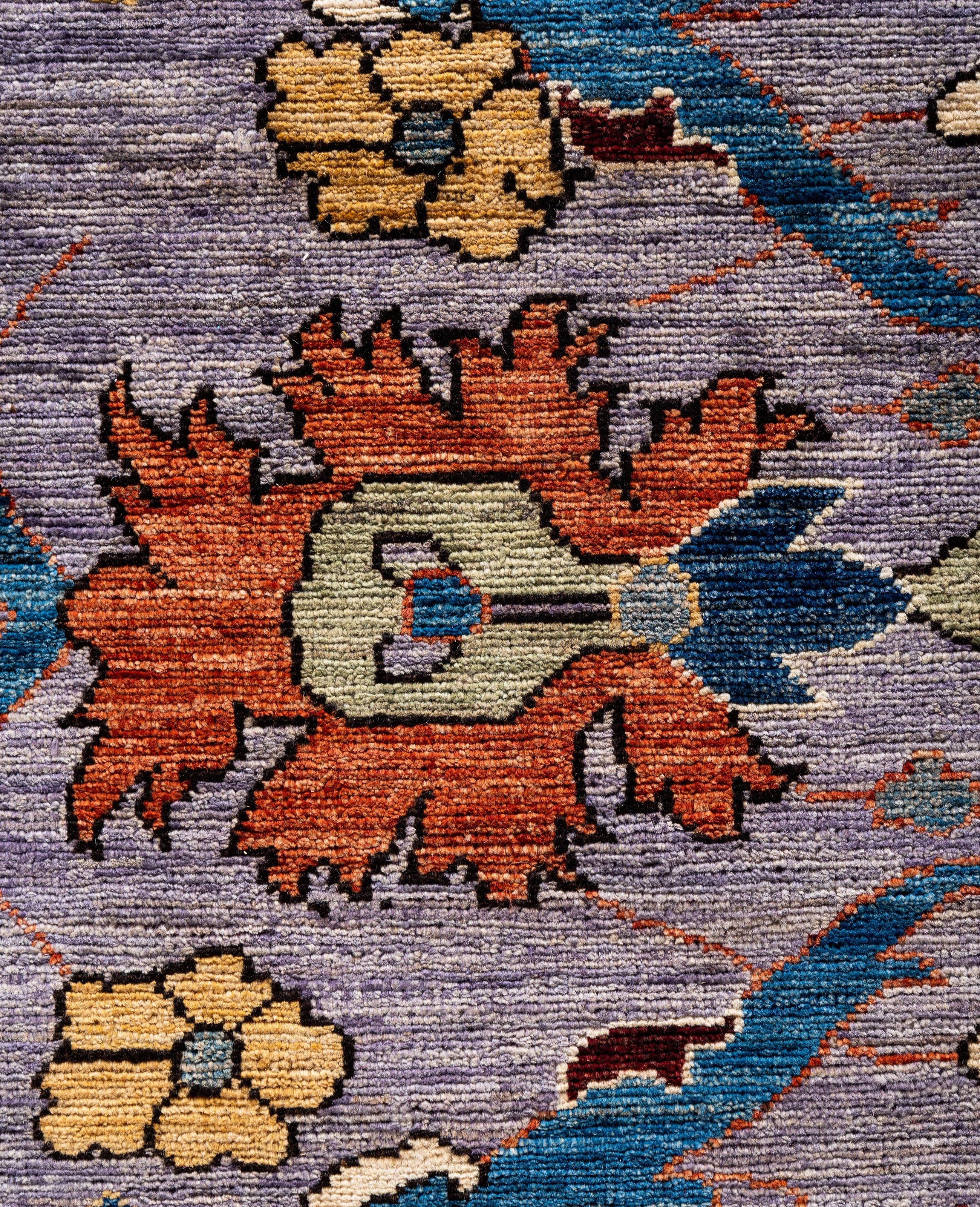 Alfombra de lana única en su género Serapi Morado 2,5 m x 3,5 m Pakistaní en venta