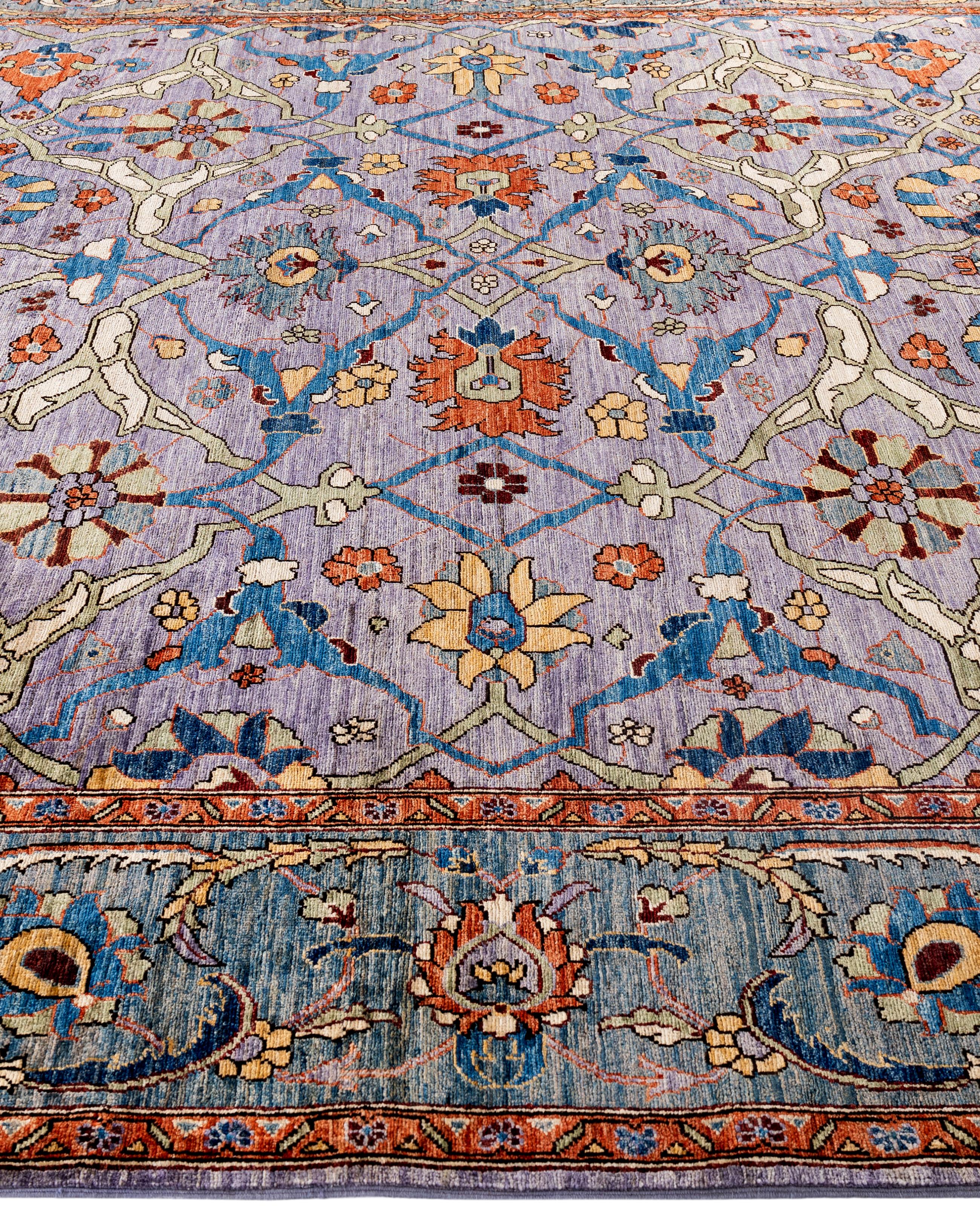 Alfombra de lana única en su género Serapi Morado 2,5 m x 3,5 m Anudado a mano en venta