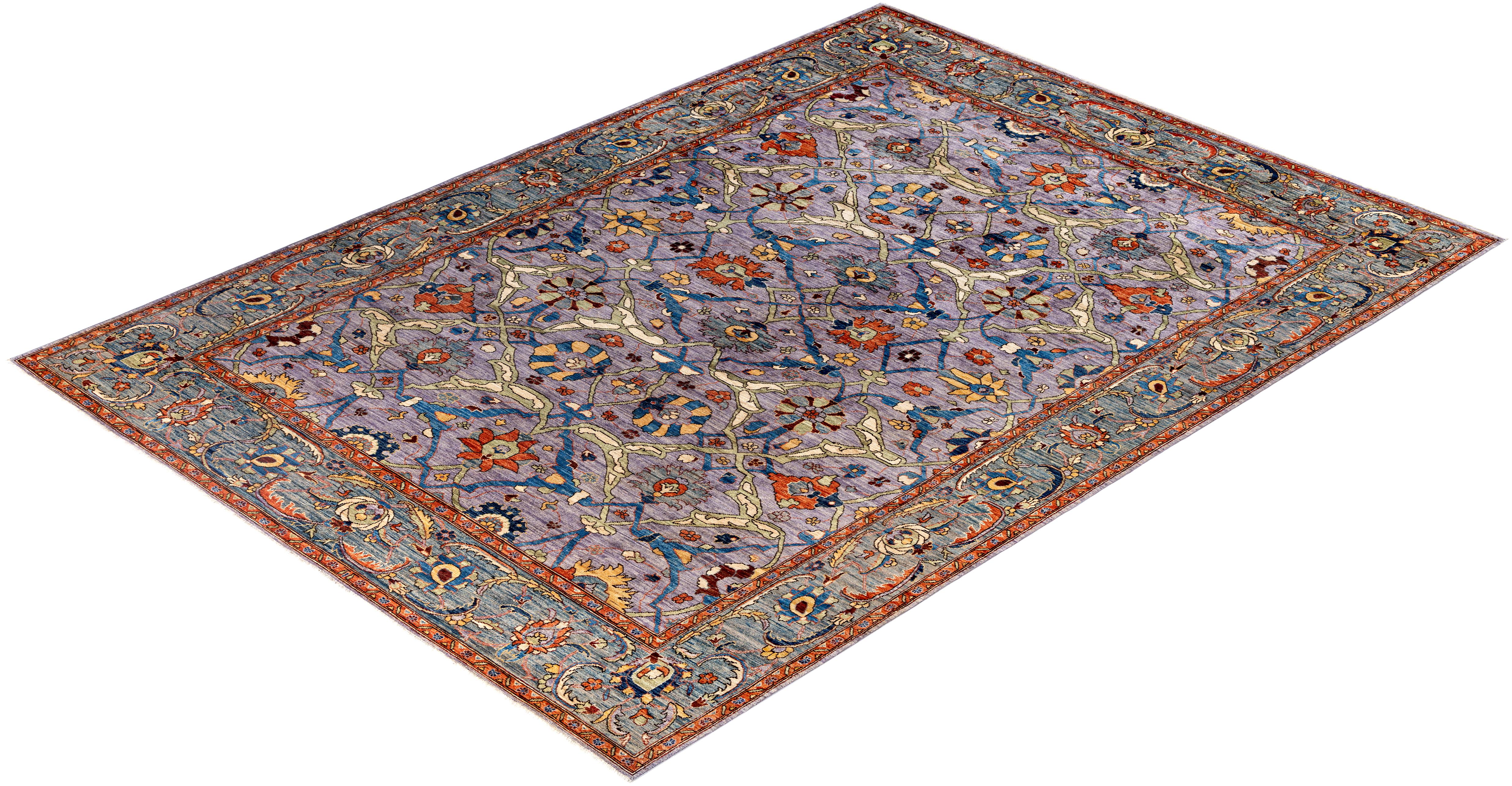 Alfombra de lana única en su género Serapi Morado 2,5 m x 3,5 m en venta 1