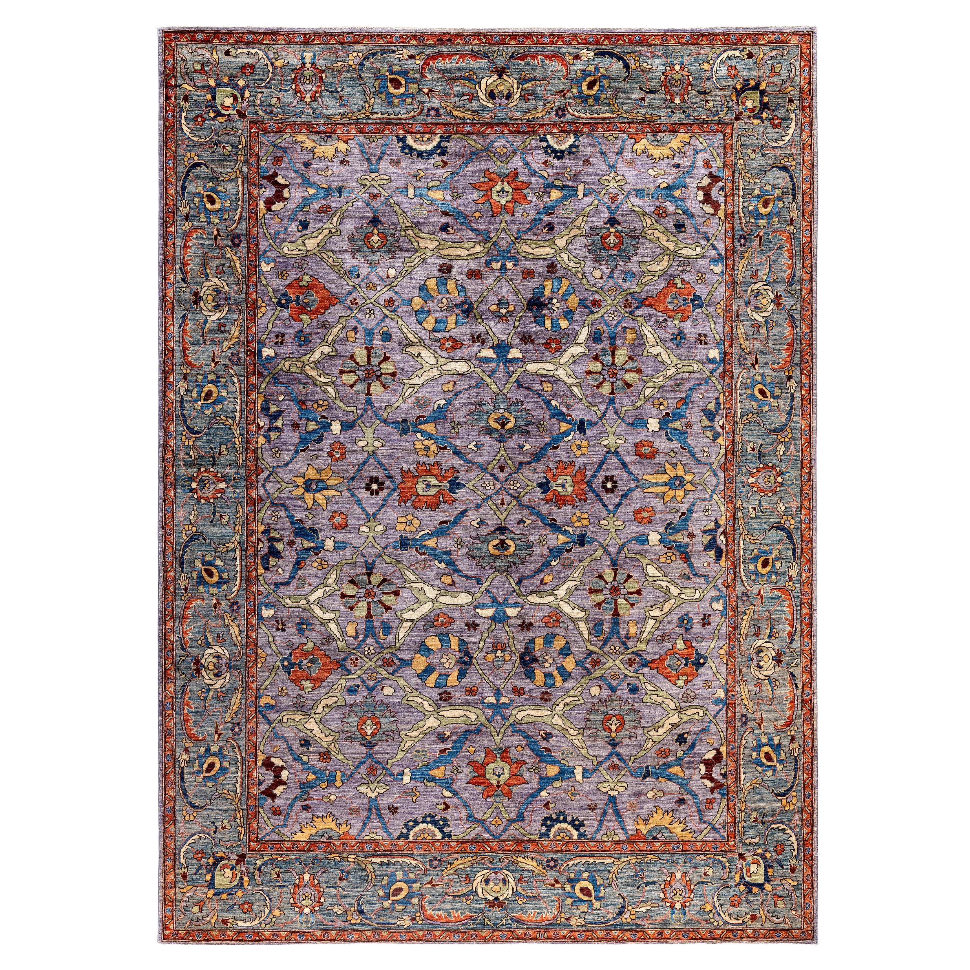 Alfombra de lana única en su género Serapi Morado 2,5 m x 3,5 m en venta