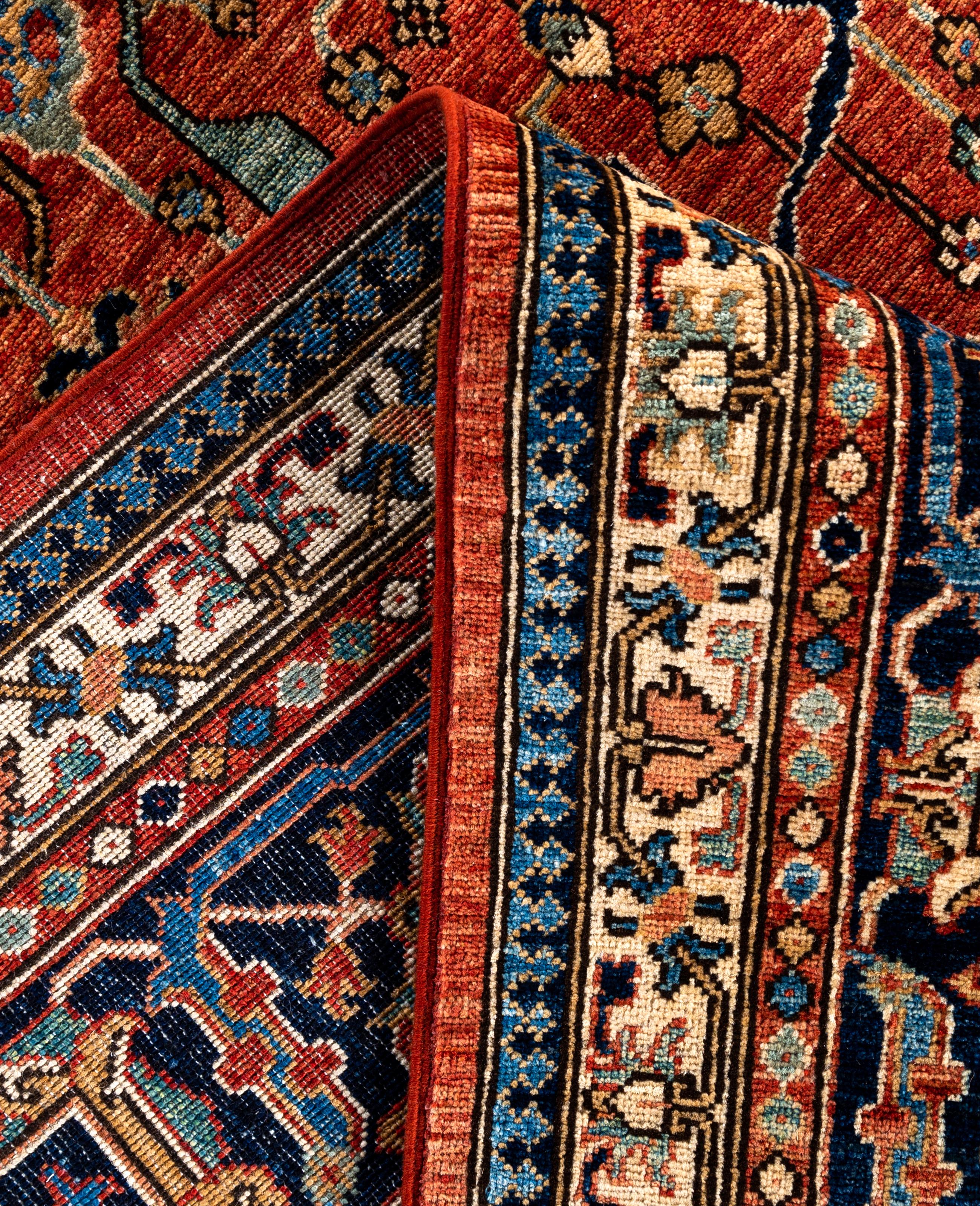Contemporary Serapi One-of-a-Kind Wool Red Area Rug 10' 0