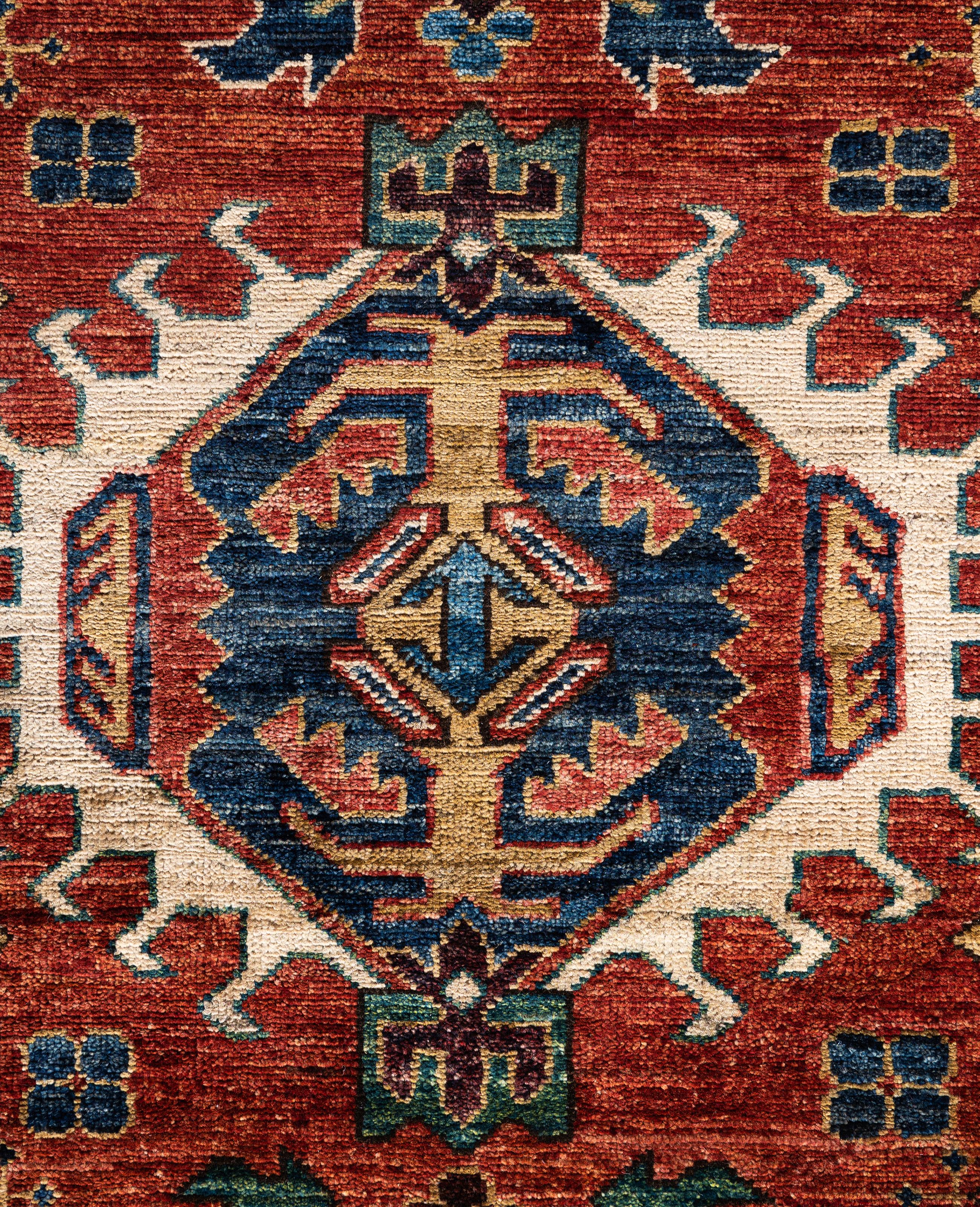 Pakistani Serapi One-of-a-Kind Wool Red Area Rug 10' 1
