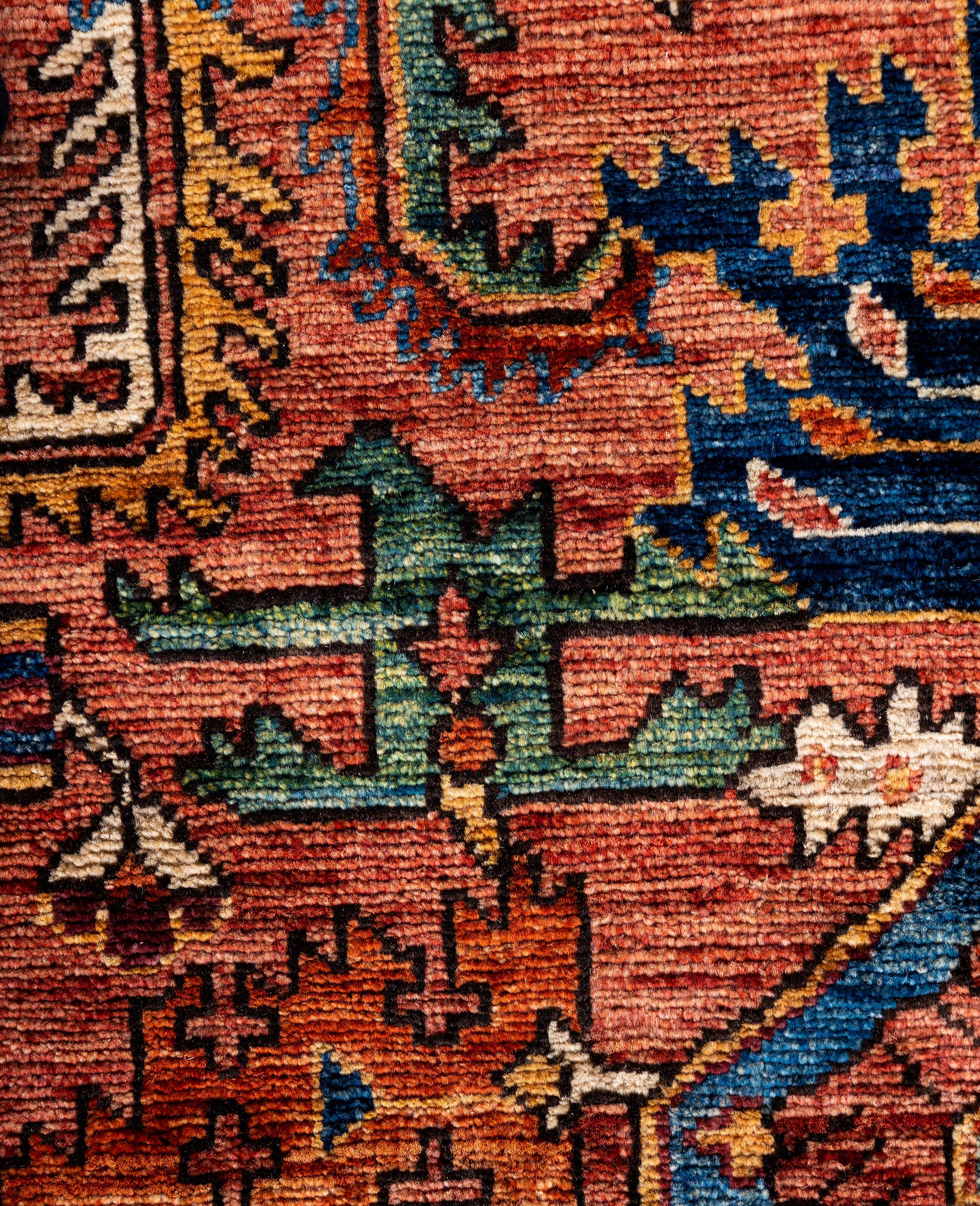Pakistanais Serapi Tapis de zone unique en laine rouge 4' 0
