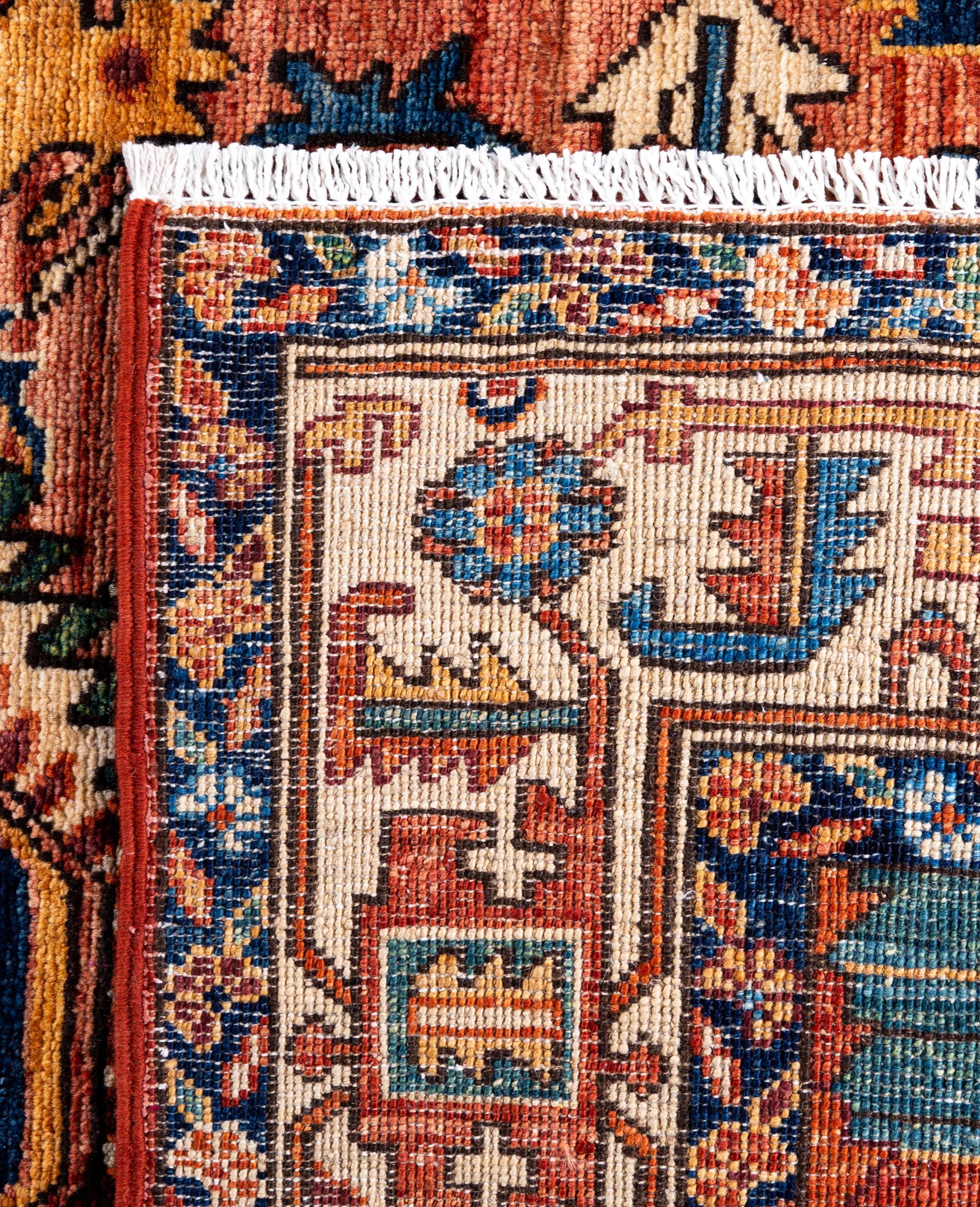 Serapi Tapis de zone unique en laine rouge 4' 0