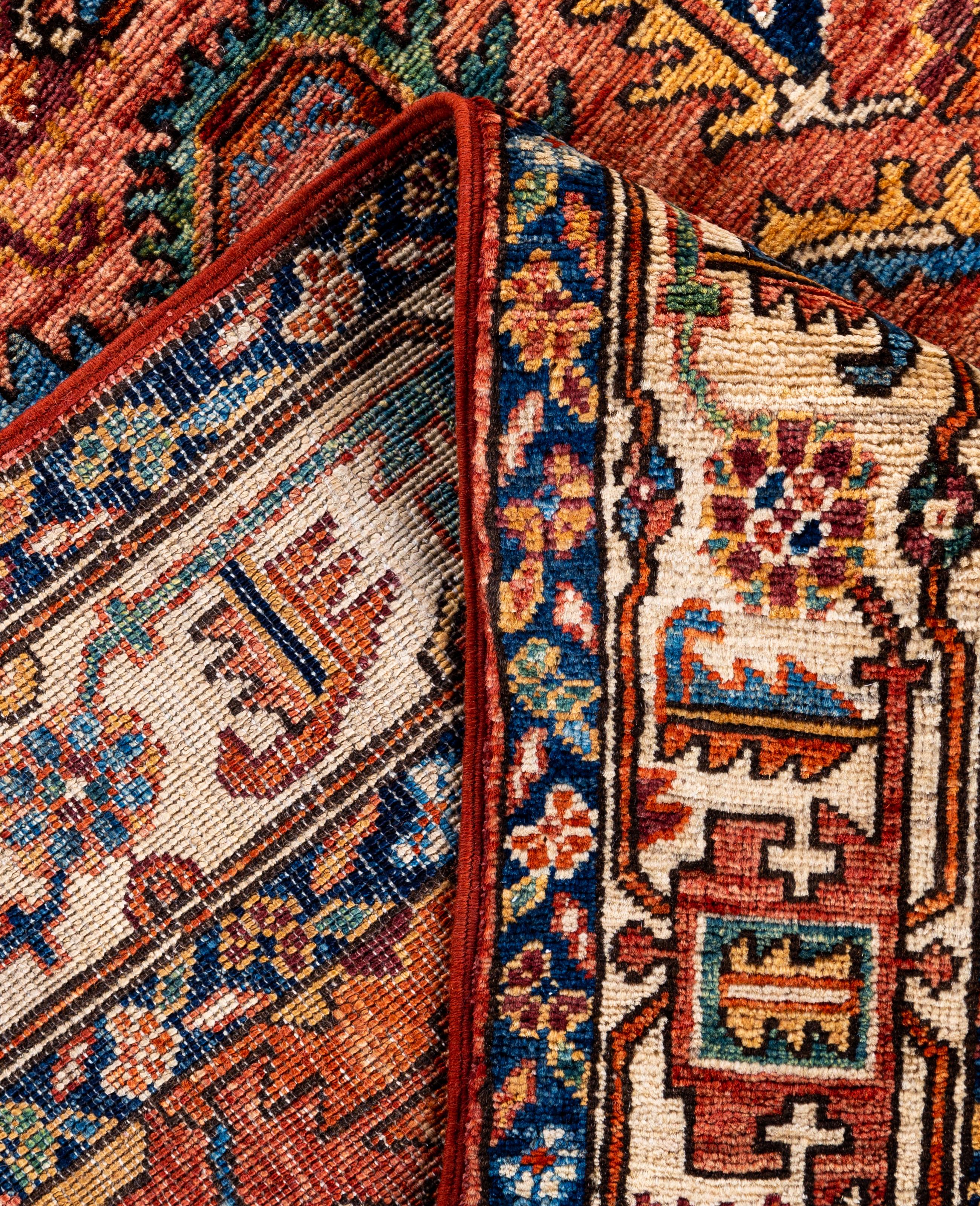 XXIe siècle et contemporain Serapi Tapis de zone unique en laine rouge 4' 0