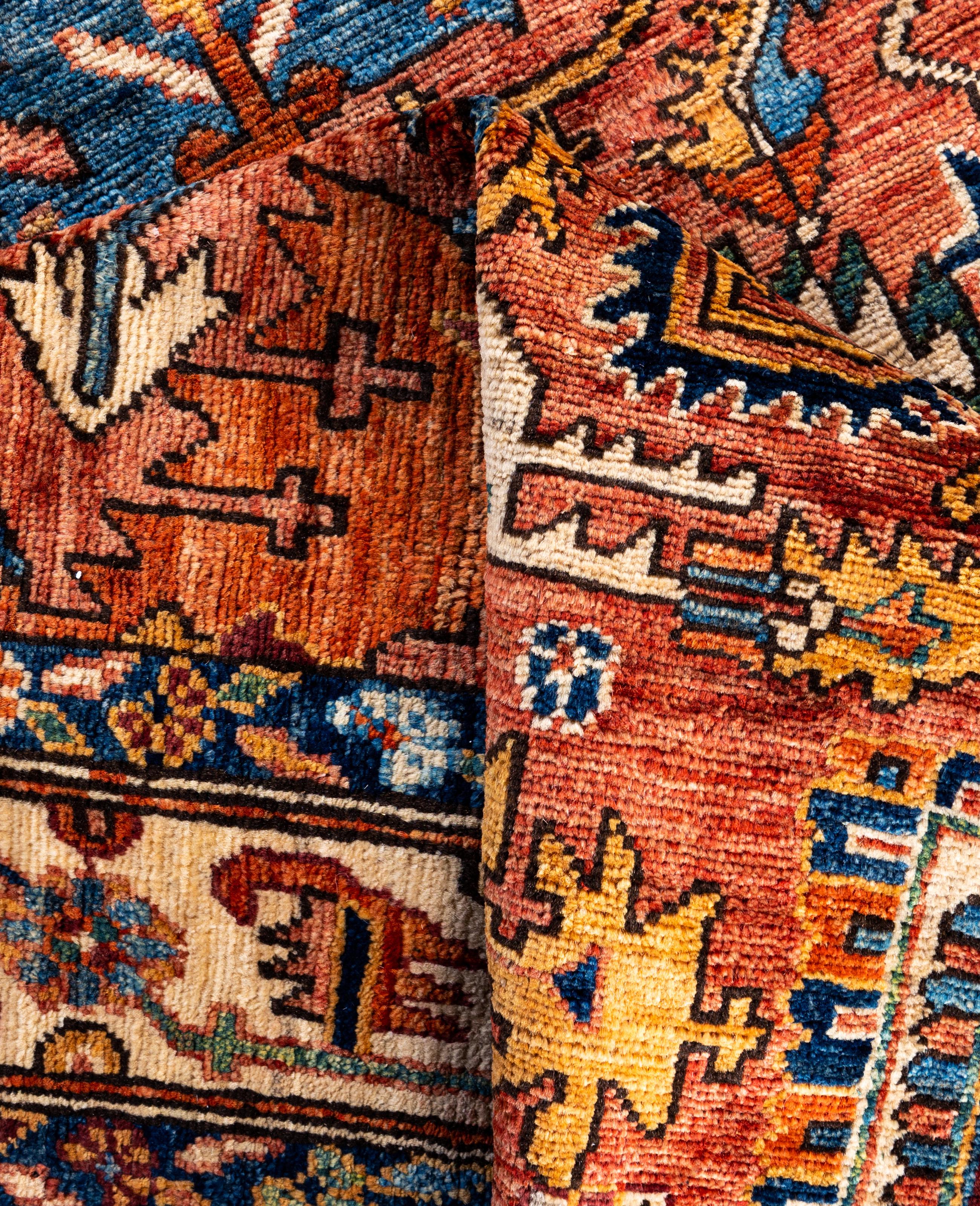 Laine Serapi Tapis de zone unique en laine rouge 4' 0