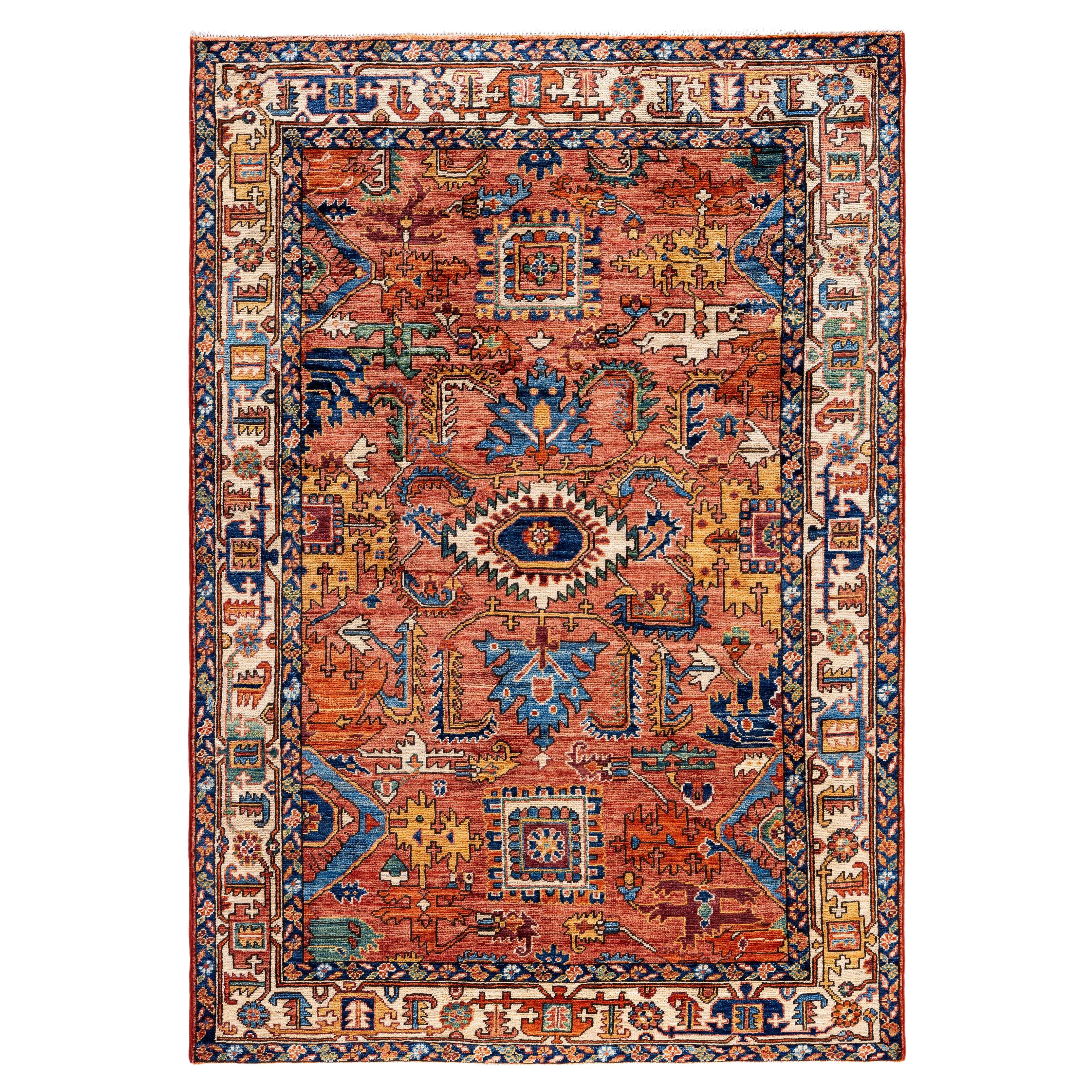 Serapi One-of-a-Kind Wolle Rot Bereich Teppich 4' 0" x 5' 10"