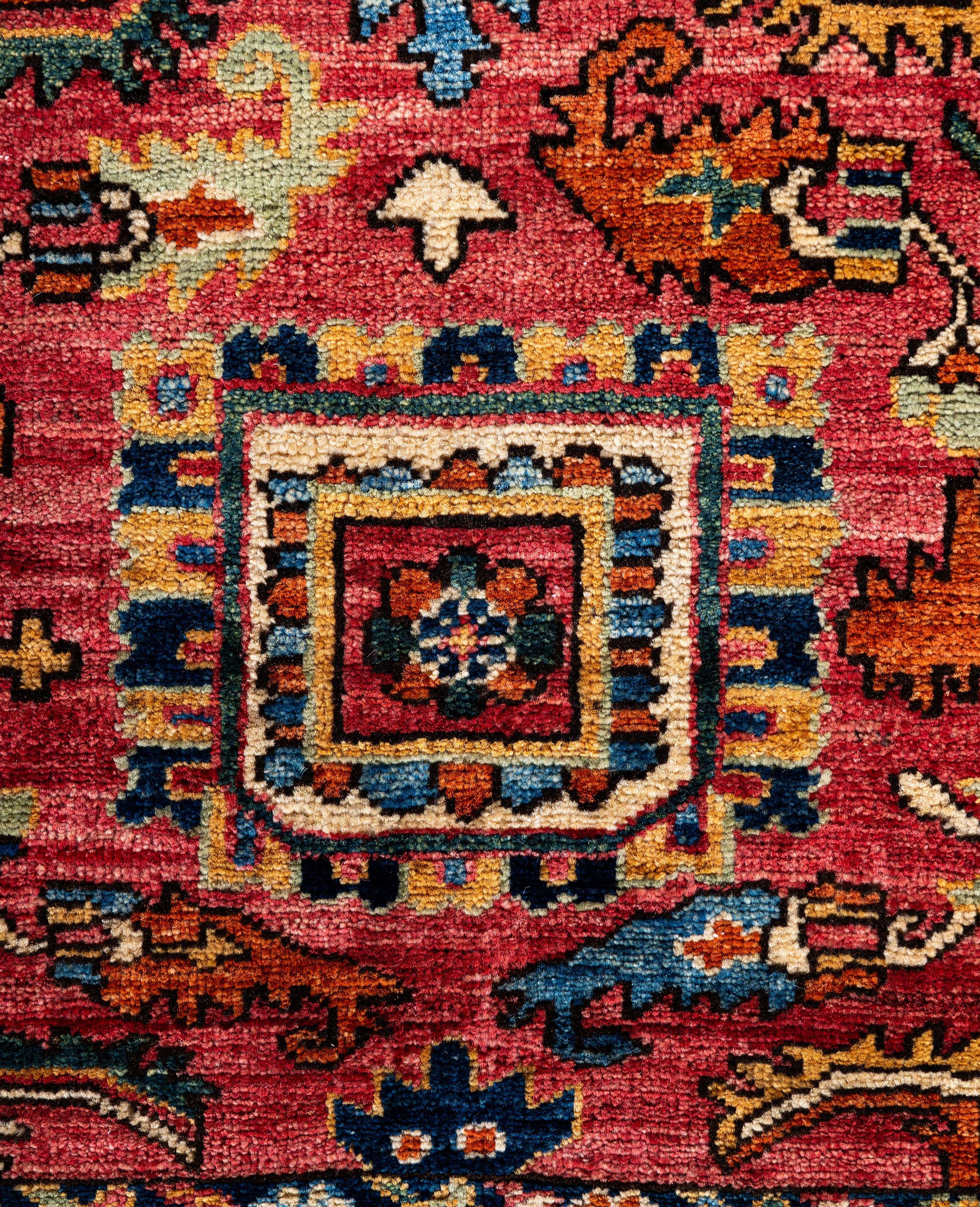 Pakistanais Serapi Tapis de zone unique en laine rouge 4' 2