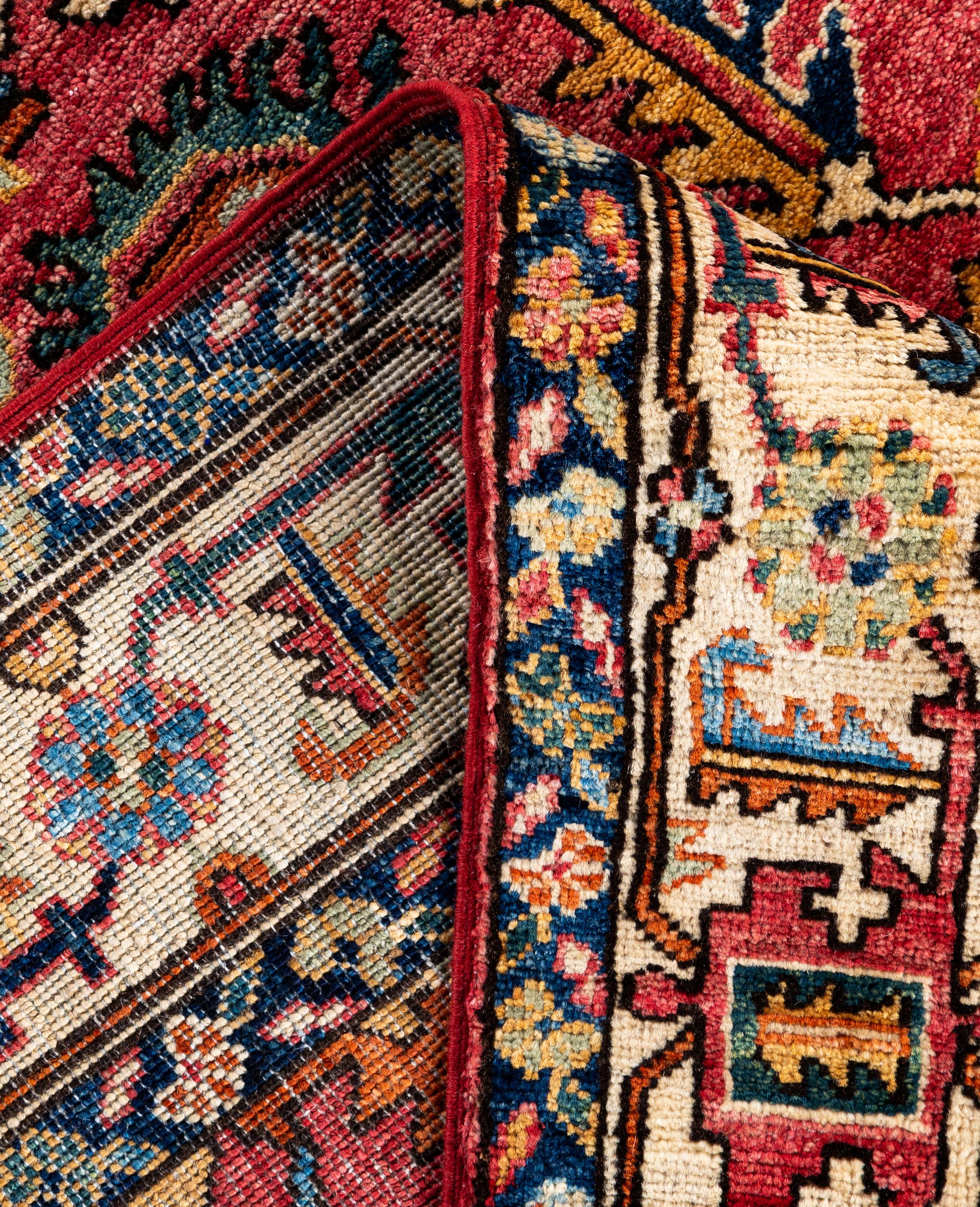XXIe siècle et contemporain Serapi Tapis de zone unique en laine rouge 4' 2
