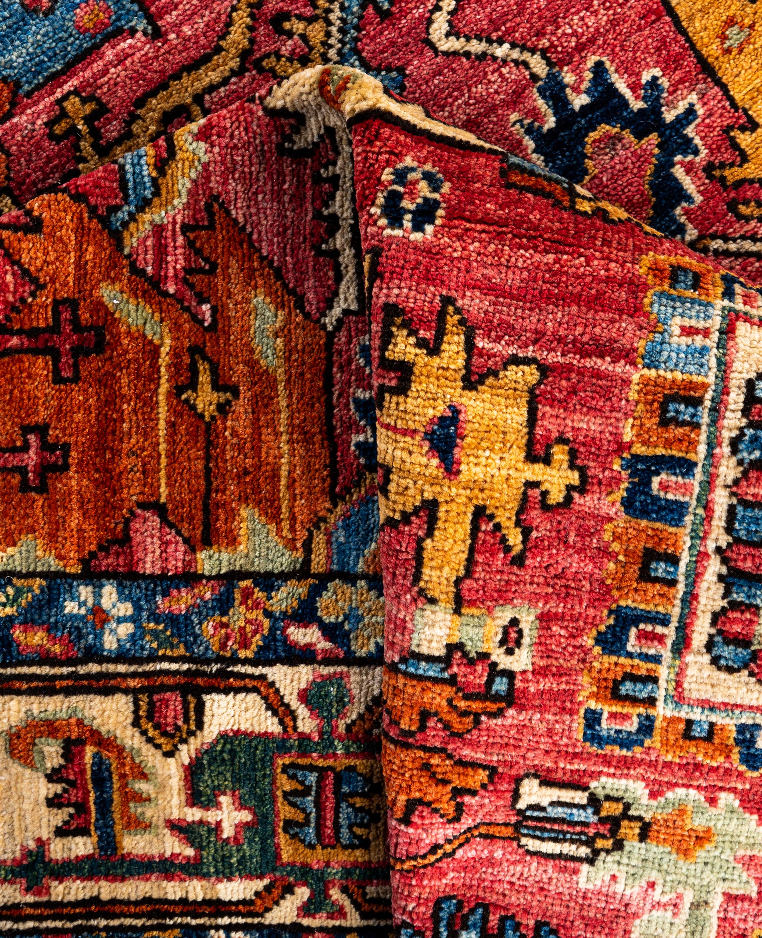 Laine Serapi Tapis de zone unique en laine rouge 4' 2
