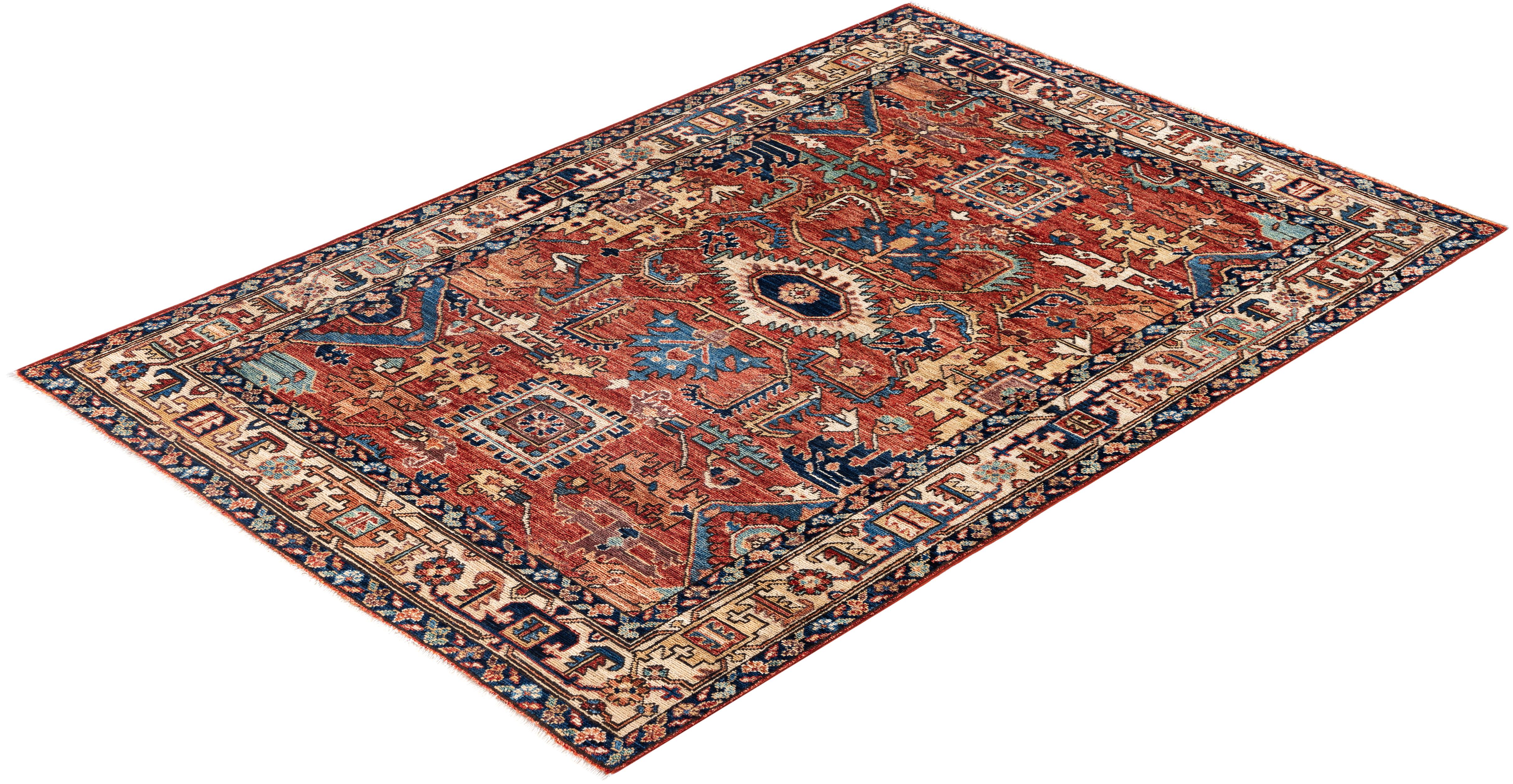Serapi One-of-a-Kind Wolle Rot Bereich Teppich 4' 2