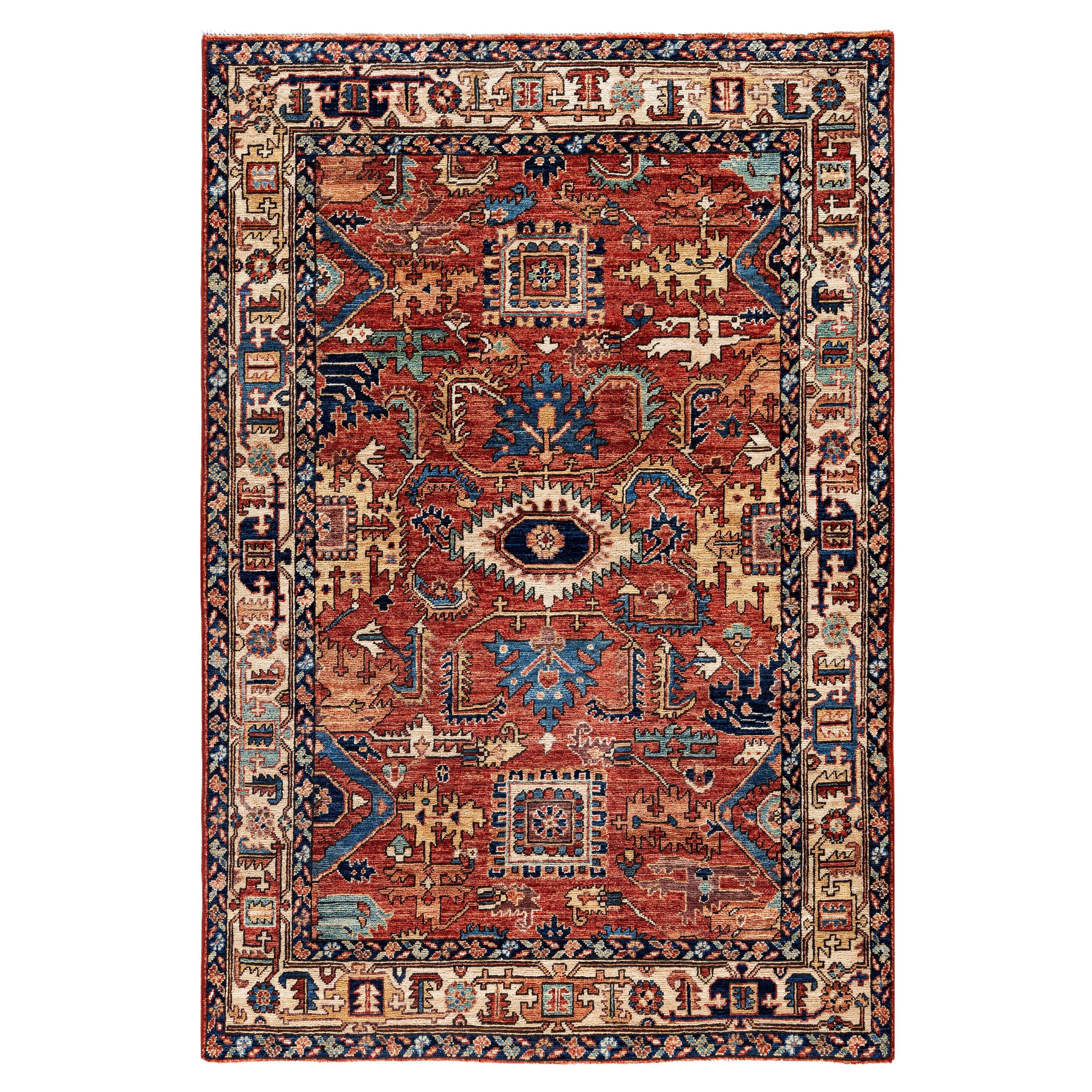 Serapi One-of-a-Kind Wolle Rot Bereich Teppich 4' 2" x 6' 3"