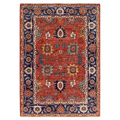 Tappeto Serapi in lana rosso unico nel suo genere 4' 3" x 5' 11"