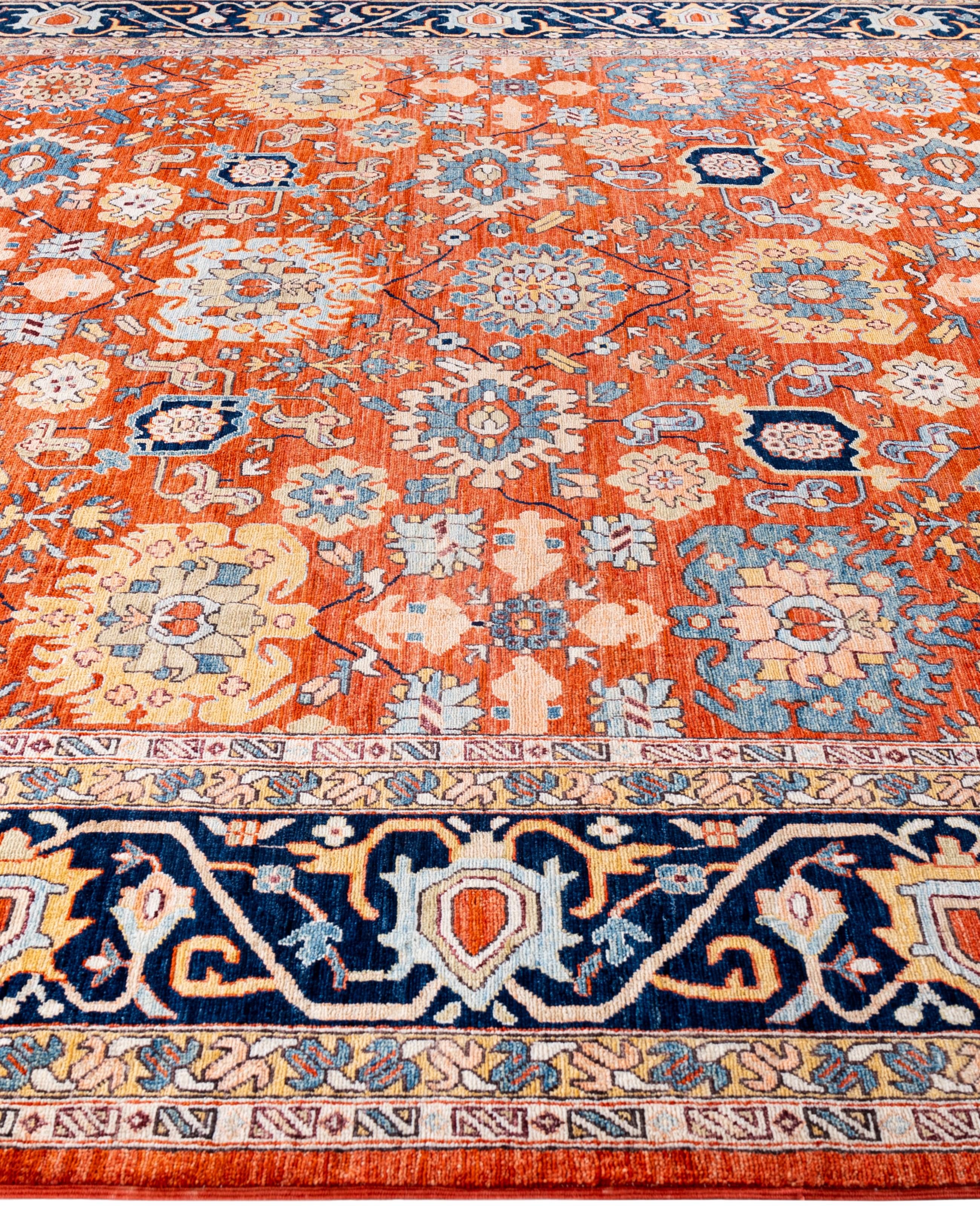 Hand-Knotted Serapi One-of-a-Kind Wool Red Area Rug 8' 11